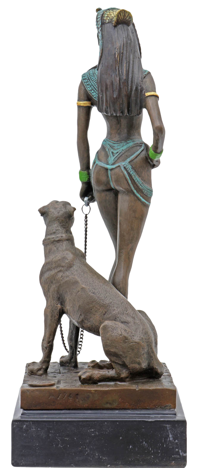 Bronzeskulptur Kleopatra Cleopatra Panther Antik-Stil Bronze Figur Statue 26cm