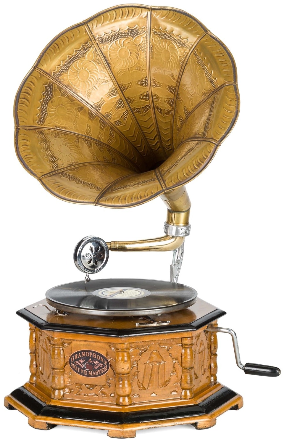 Grammophon-Aubaho-GmbH-Auktionshaus Grammophon Trichtergrammophon für Schellack Platten Gramophone im antik Stil