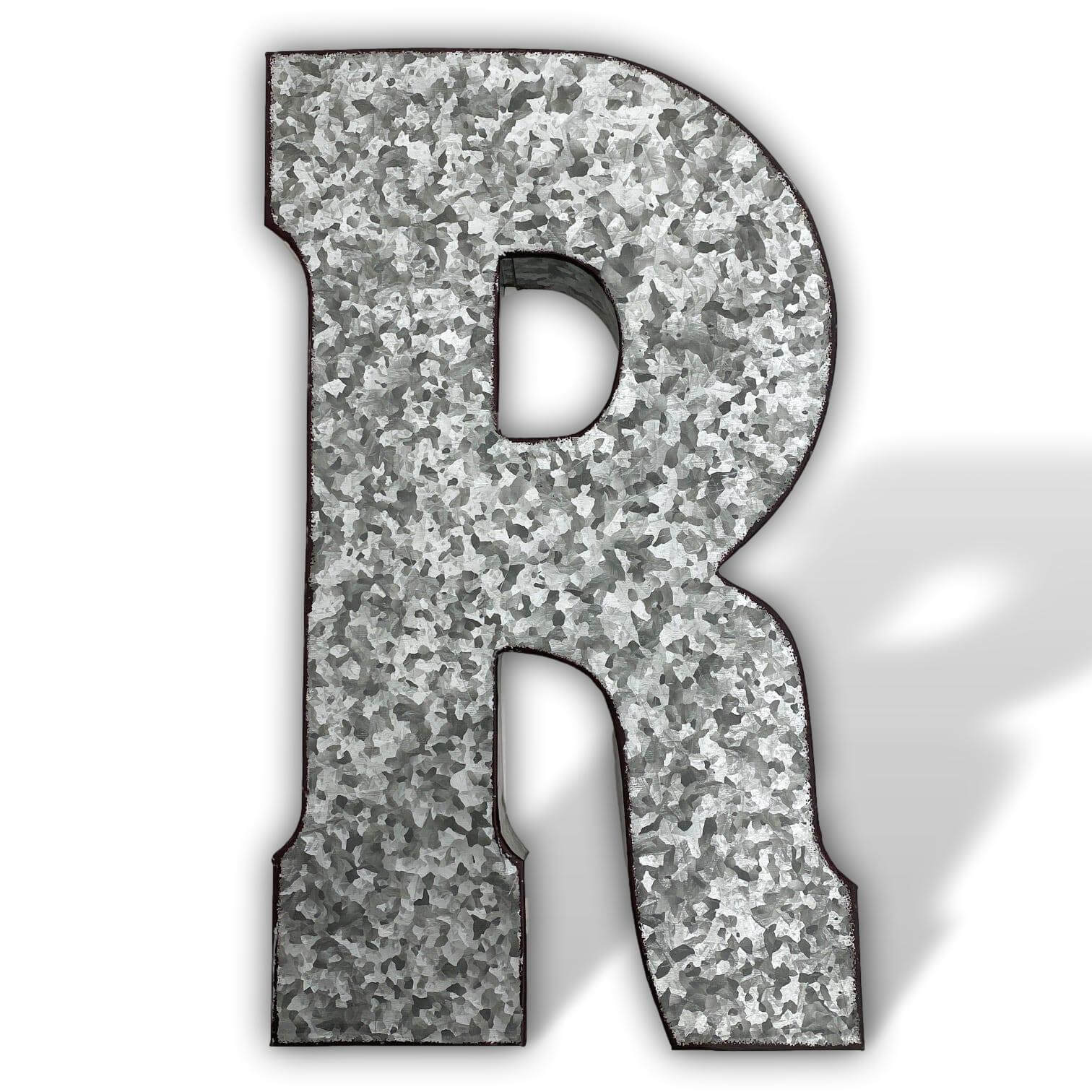 XXL Buchstabe r Zink Metall 52cm Dekoration Garten 3D
