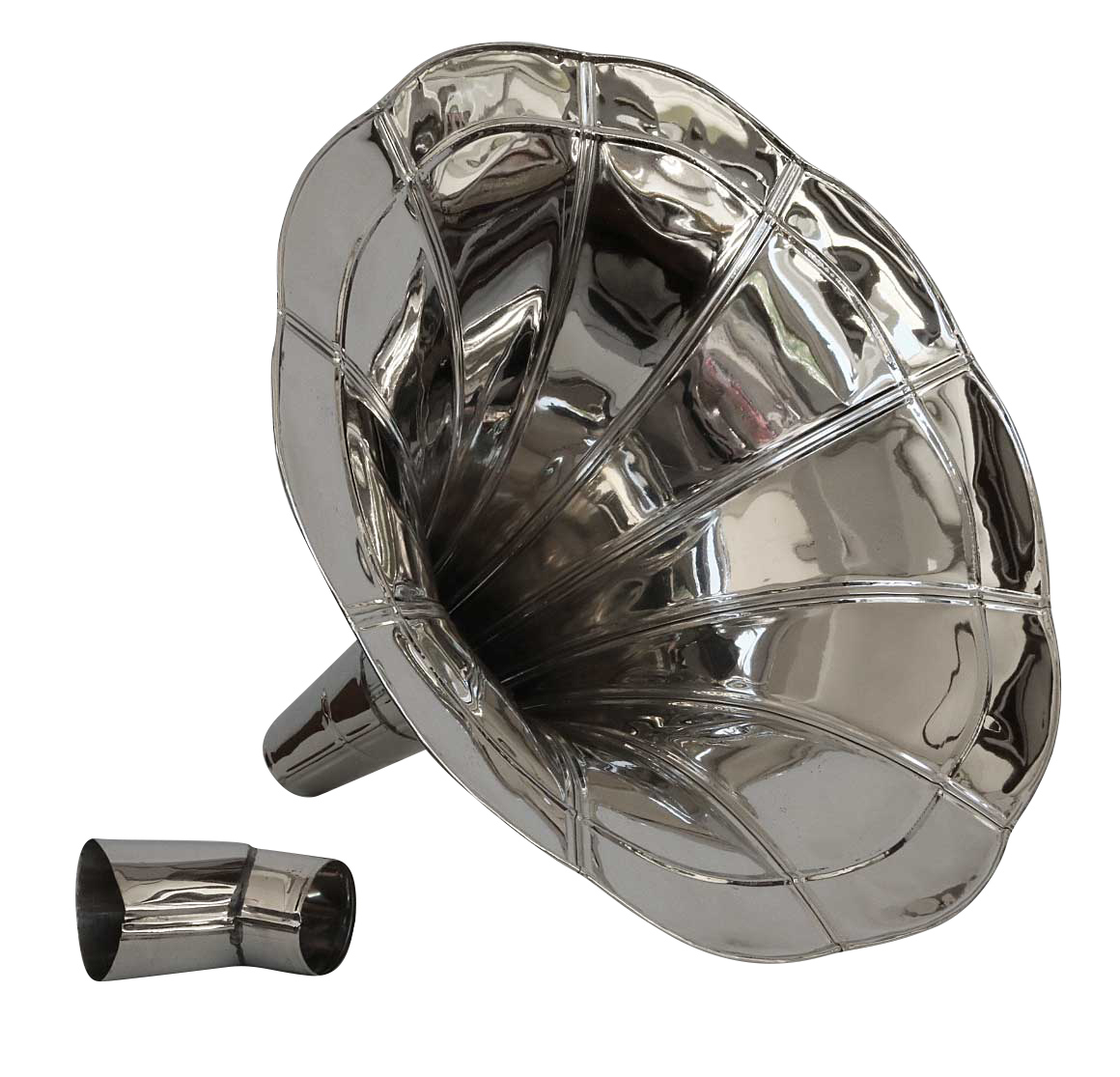 0584 Trichter Grammophon Horn silberfarben im antik Stil gramophone (D)