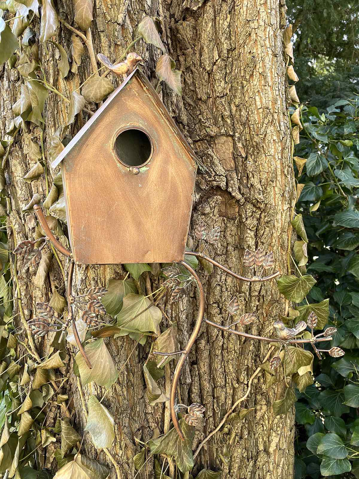 Vogelhaus Nistkasten Futterhaus Vogel Eisen Kupfer Garten Antik-Stil 51cm