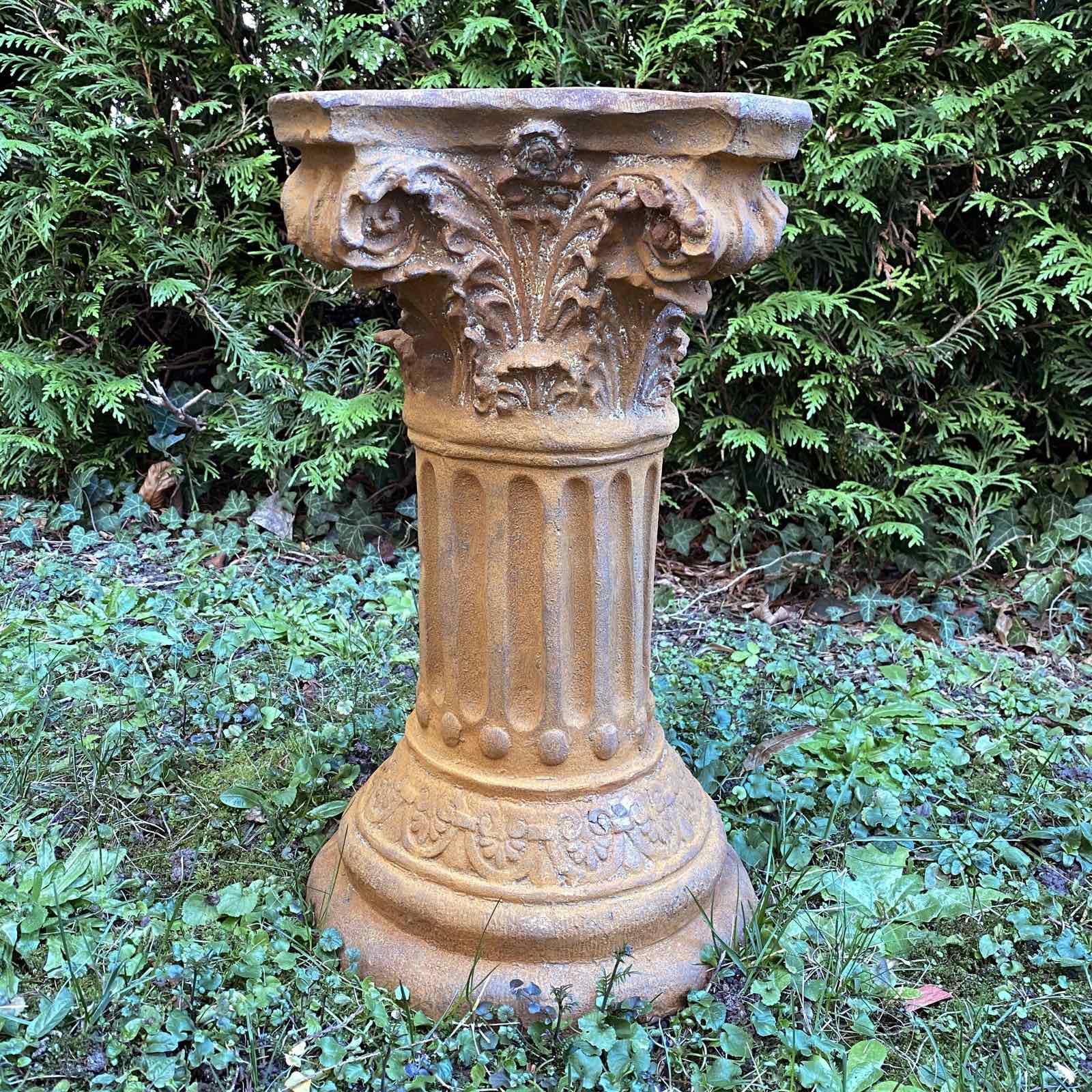 Säule Podest Blumensäule Garten Säule für Skulptur Eisen Rost 49cm Antik-Stil