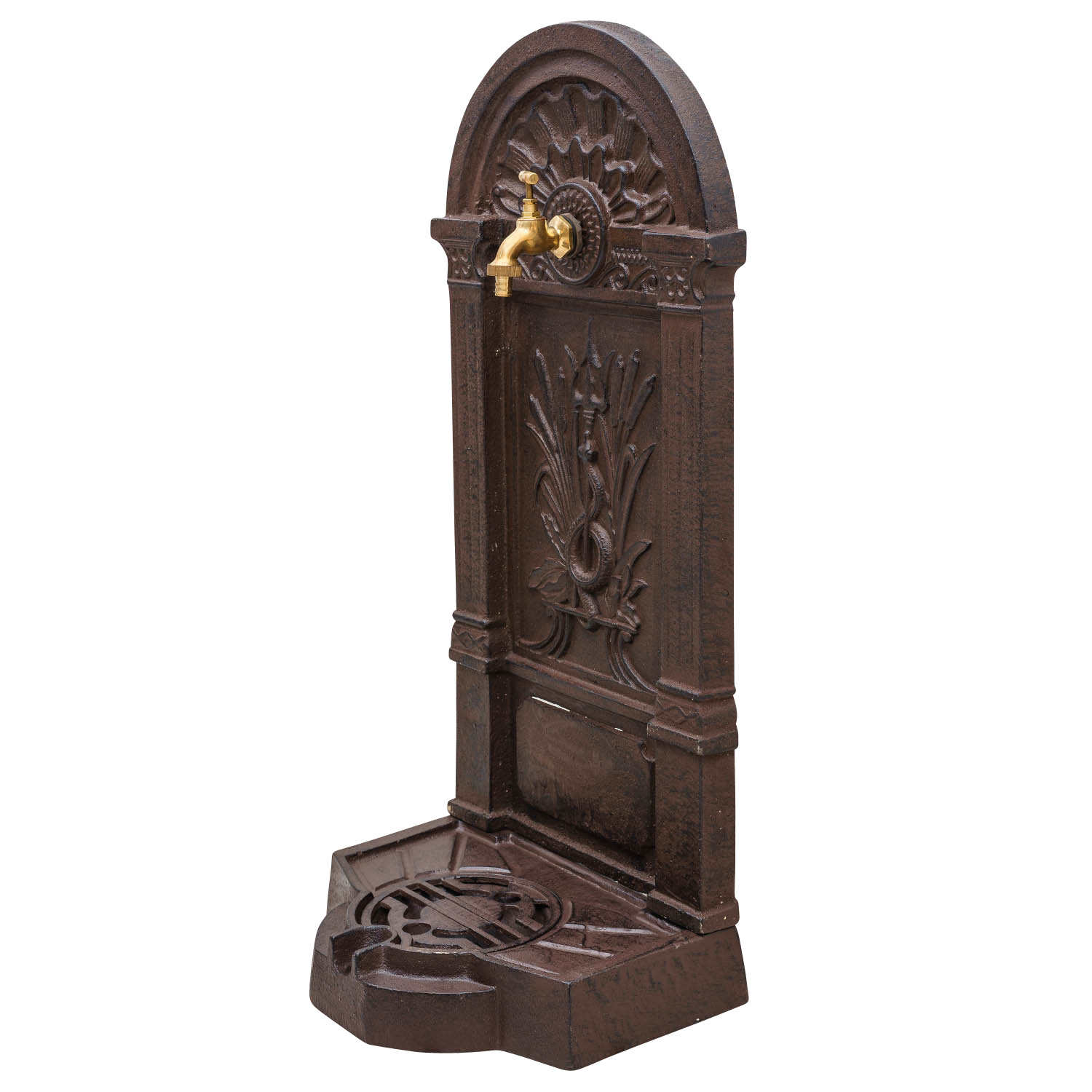 Standbrunnen Waschbecken Brunnen Eisen Wandbrunnen antik Style 83cm braun