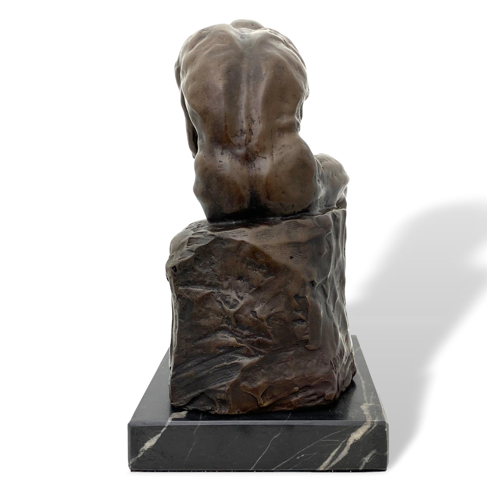 Bronzeskulptur Replika der Denker Mann nach Rodin Bronze Figur Skulptur 31cm