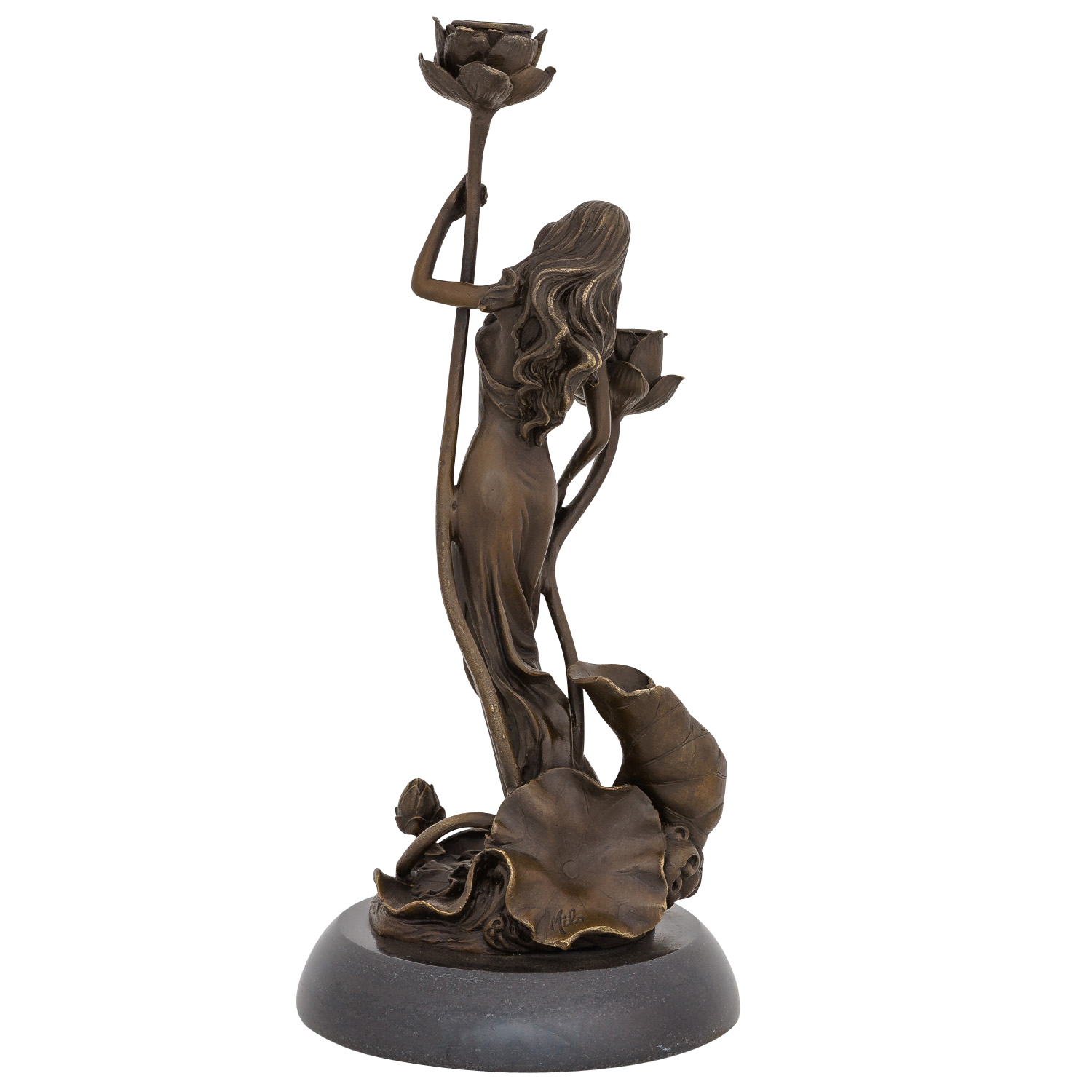 Kerzenständer Bronzeskulptur Frau Rose im Antik-Stil Bronze Figur Statue 35cm