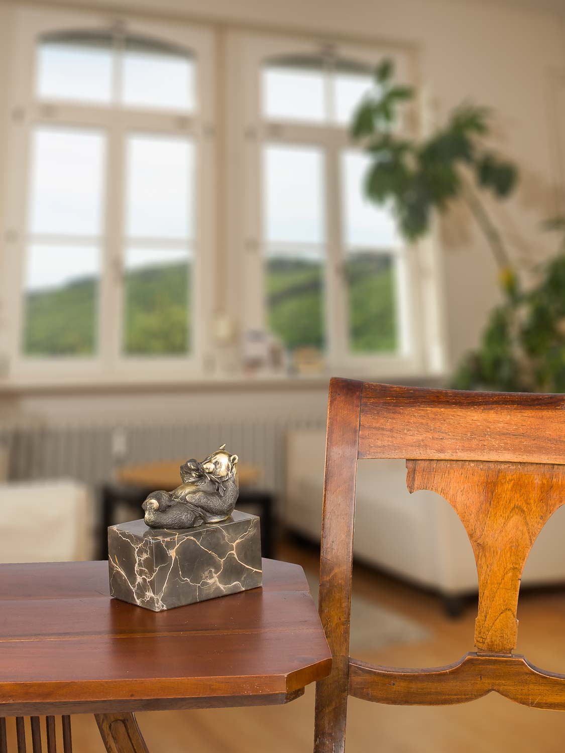 Bronzeskulptur Bronze Panda Figur Statue Bronzefigur Skulptur im Antik-Stil 14cm