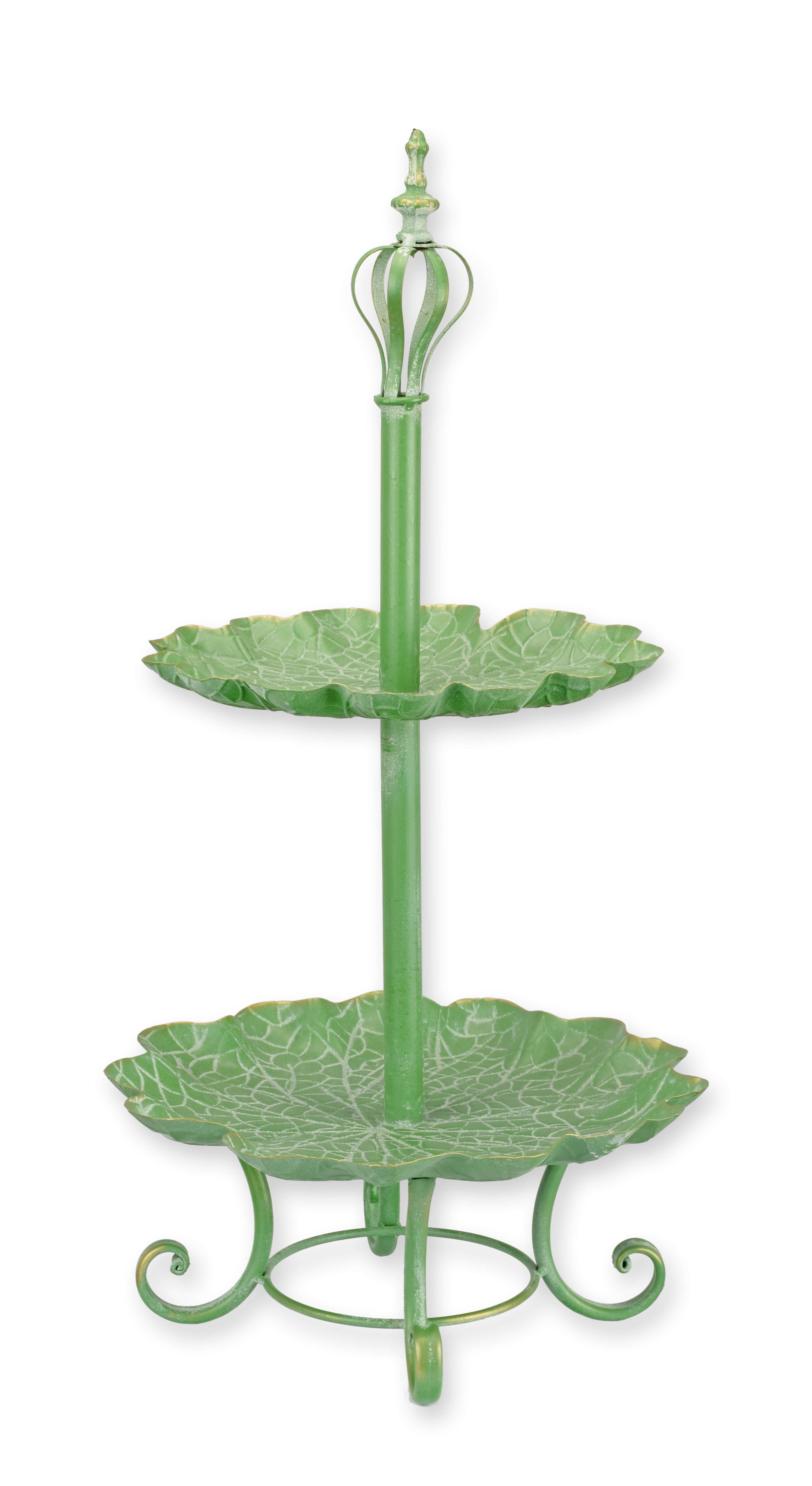 Gartendeko, Metallgestell, Blätter-Design, grün, Etageren-Stand