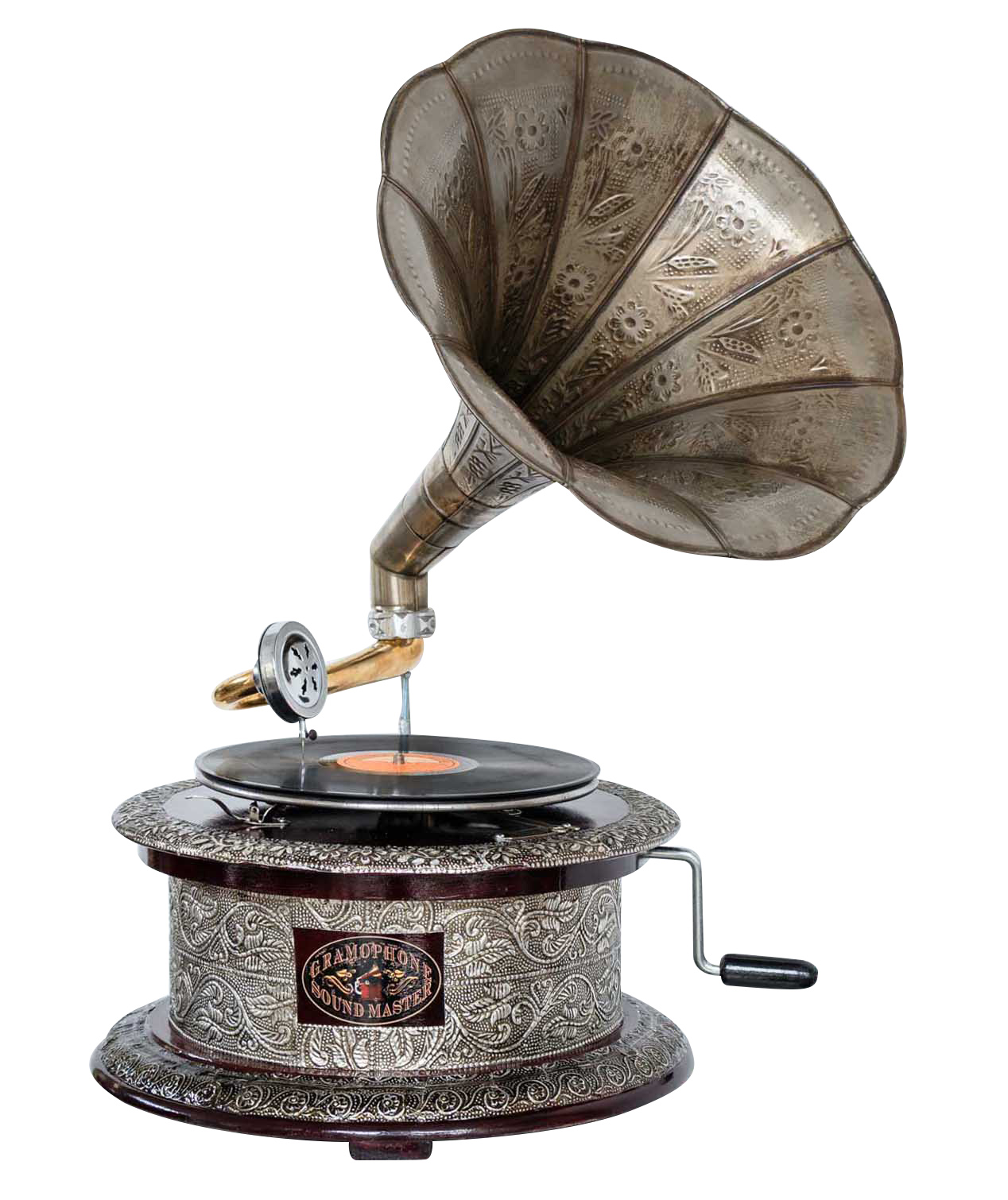 IMG_2530x Nostalgie Grammophon rund Gramophone Dekoration Trichter Grammofon Antik-Stil