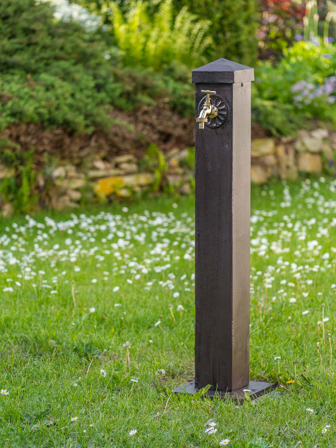 Standbrunnen Garten Brunnen Antik-Stil Aluminium Braun 93cm