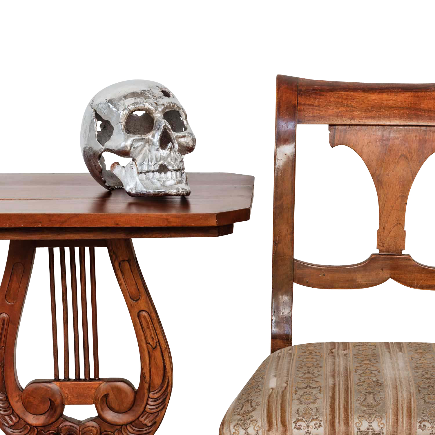 Eisenfigur Totenkopf Figur Skulptur Eisen Antik-Stil 25cm (b)