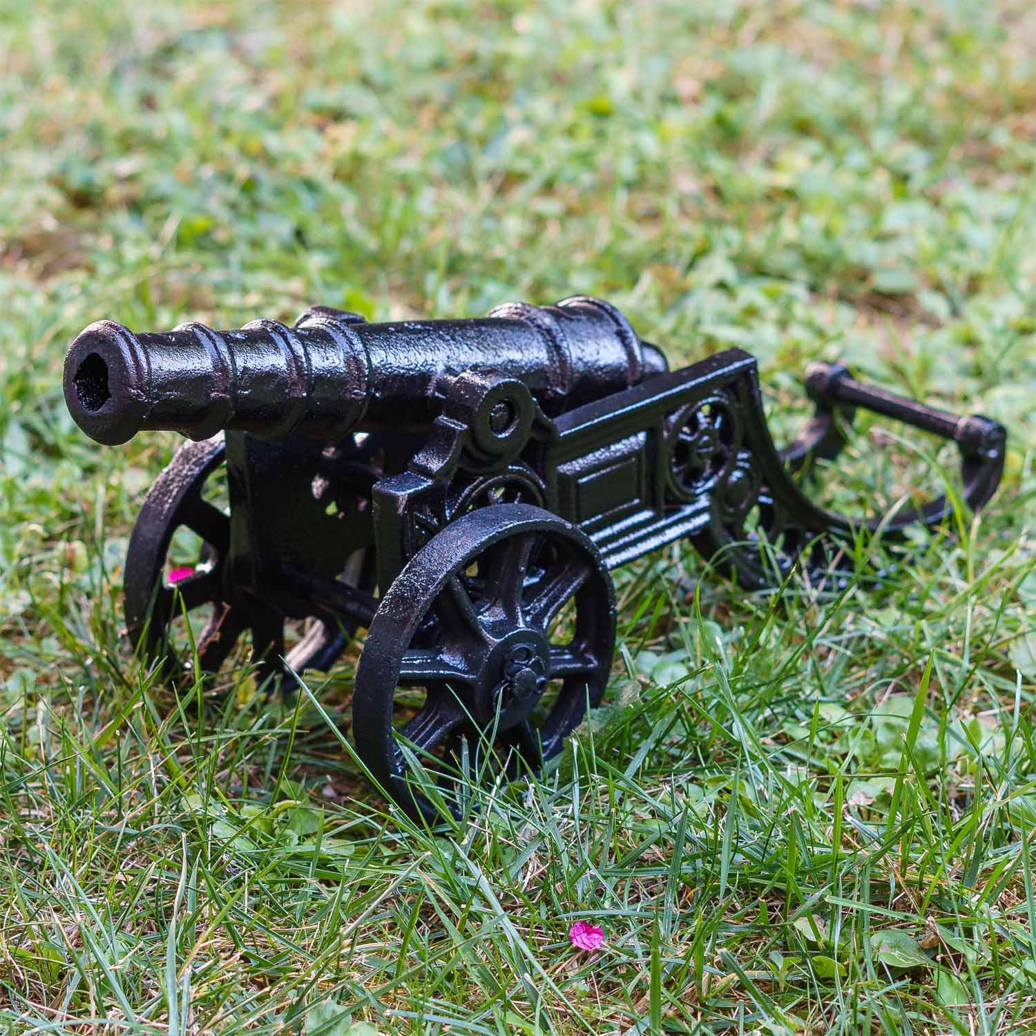 Kanone Dekoration Militär Skulptur Garten Eisen Antik-Stil schwarz