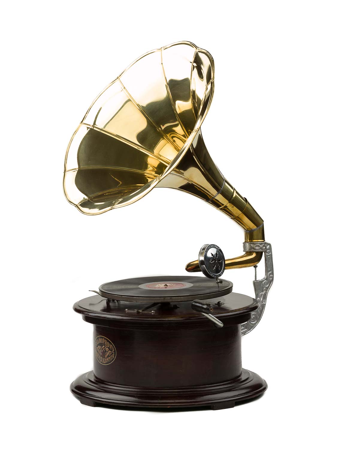 2016-01-09_Auktionshaus_005 Grammophon 70cm Schellackplatte Holz Trichter Trichtergrammophon antique style