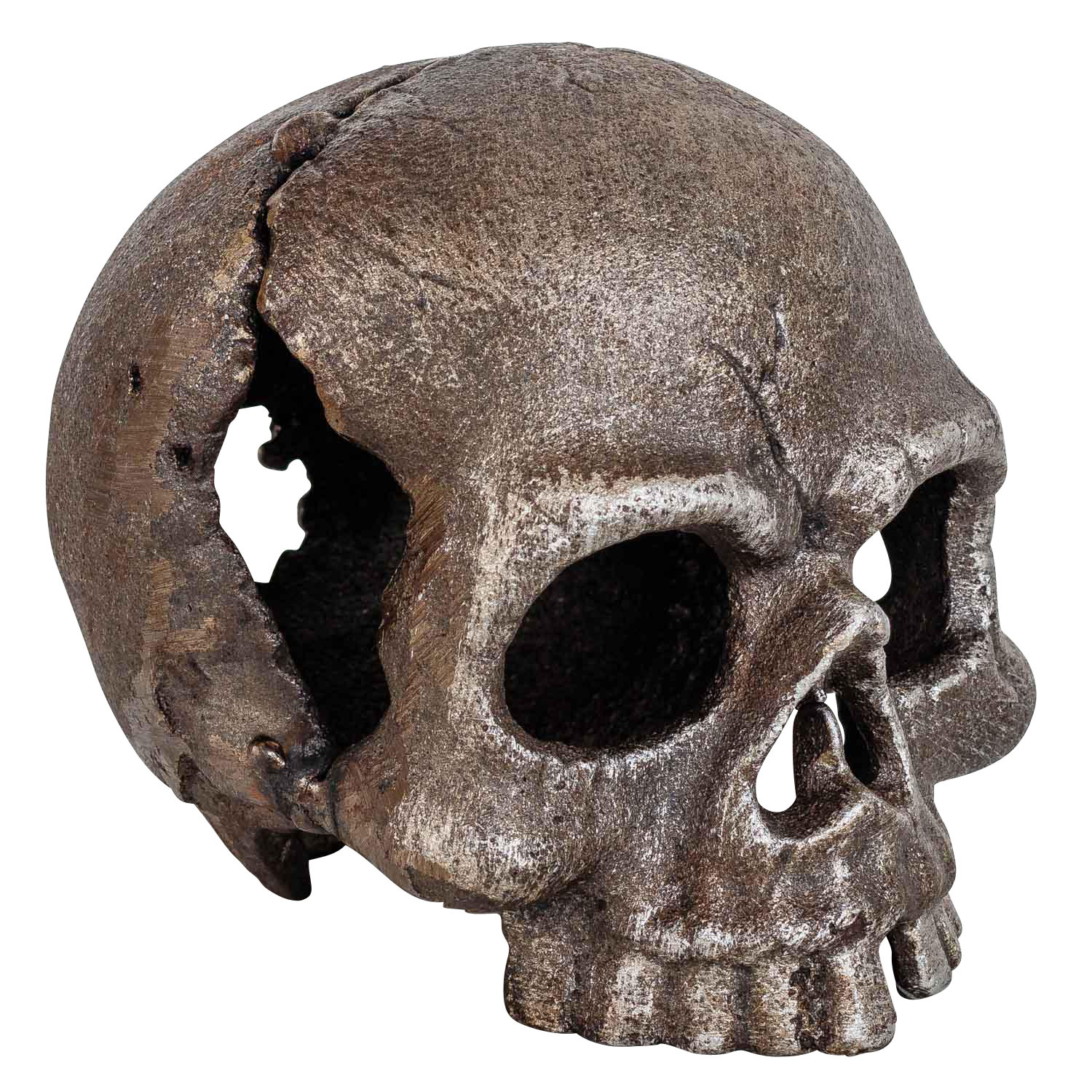 Teelichthalter Totenkopf Kerzenständer Figur Skulptur Eisen Antik-Stil 14cm