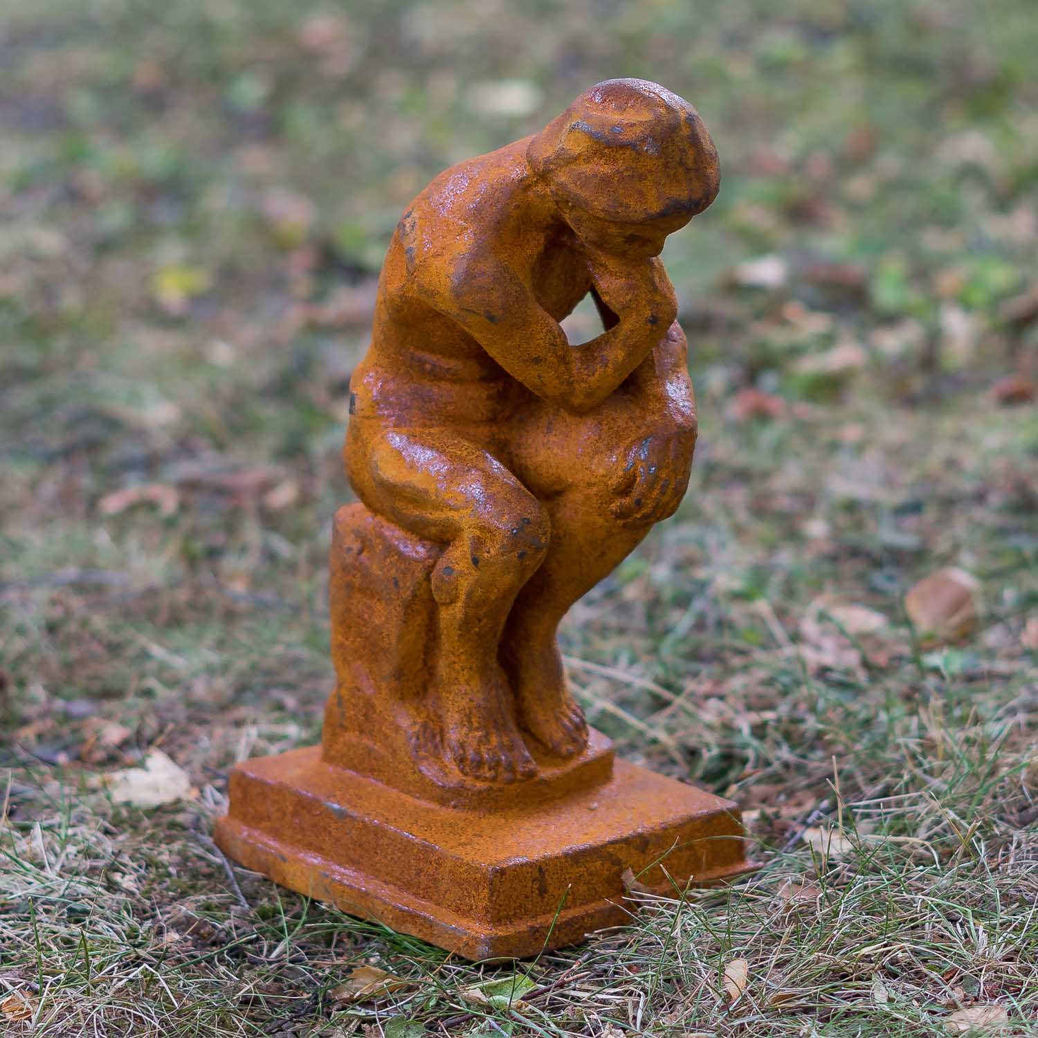 Skulptur Denker nach Rodin Eisen Figur Statue Garten Antik-Stil Replika Kopie