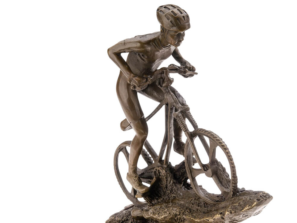 Escultura trofeo - Ciclista de montaña - Bronce - 25 cm