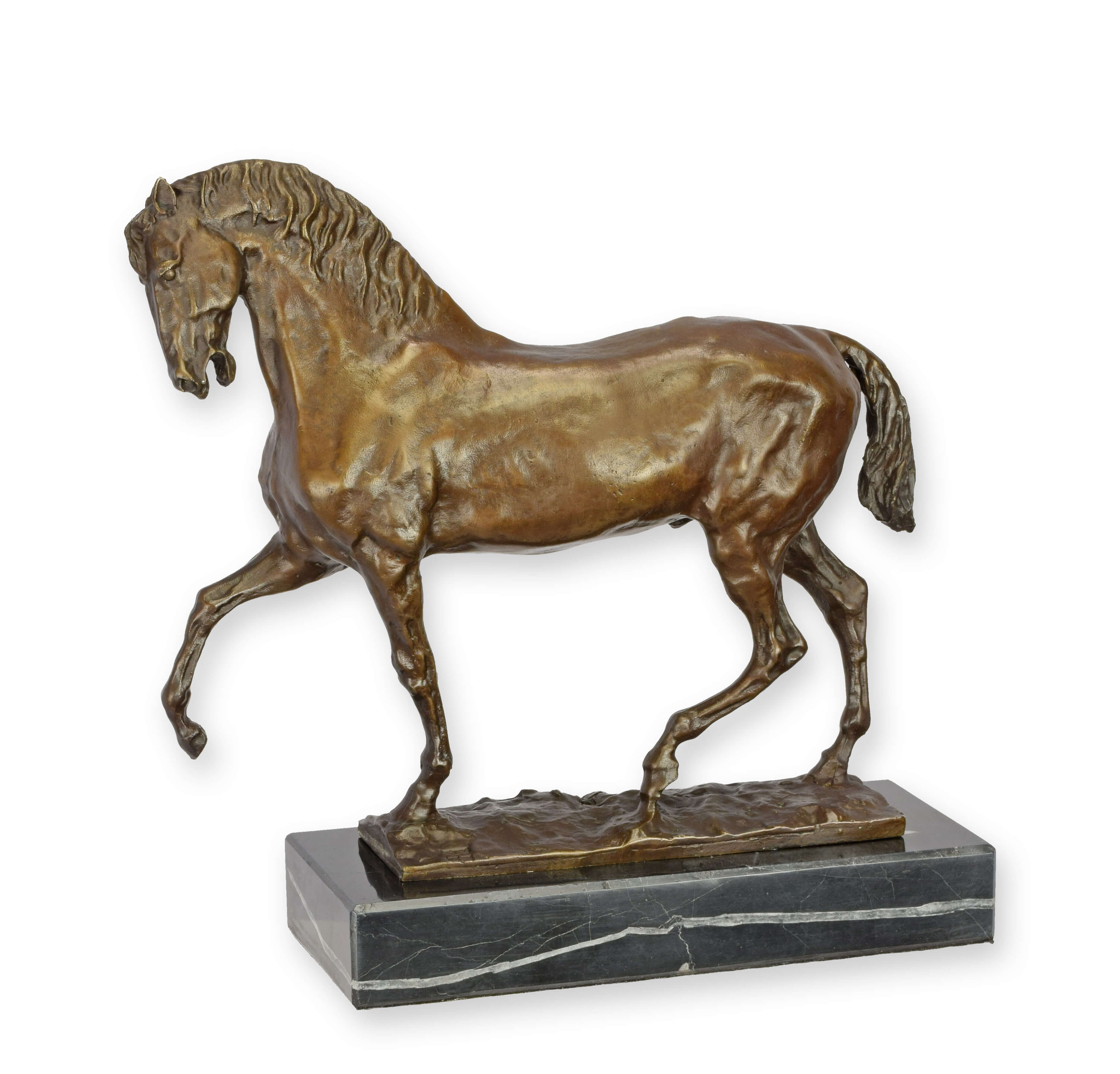 Bronzenfigur, Pferde-Skulptur, Bronze-Statue, Sockelbasisset, Reiter-Figur