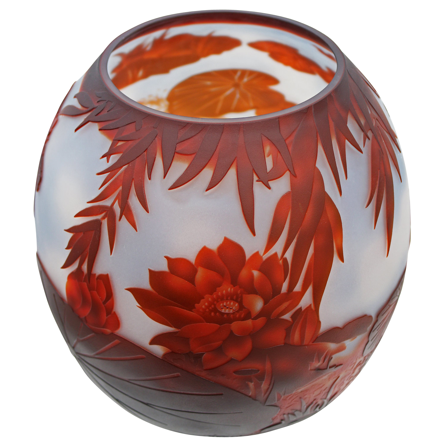 GV-63_3 Vase Replika nach Galle Gallé Glasvase Glas Antik-Jugendstil-Stil Kopie c14