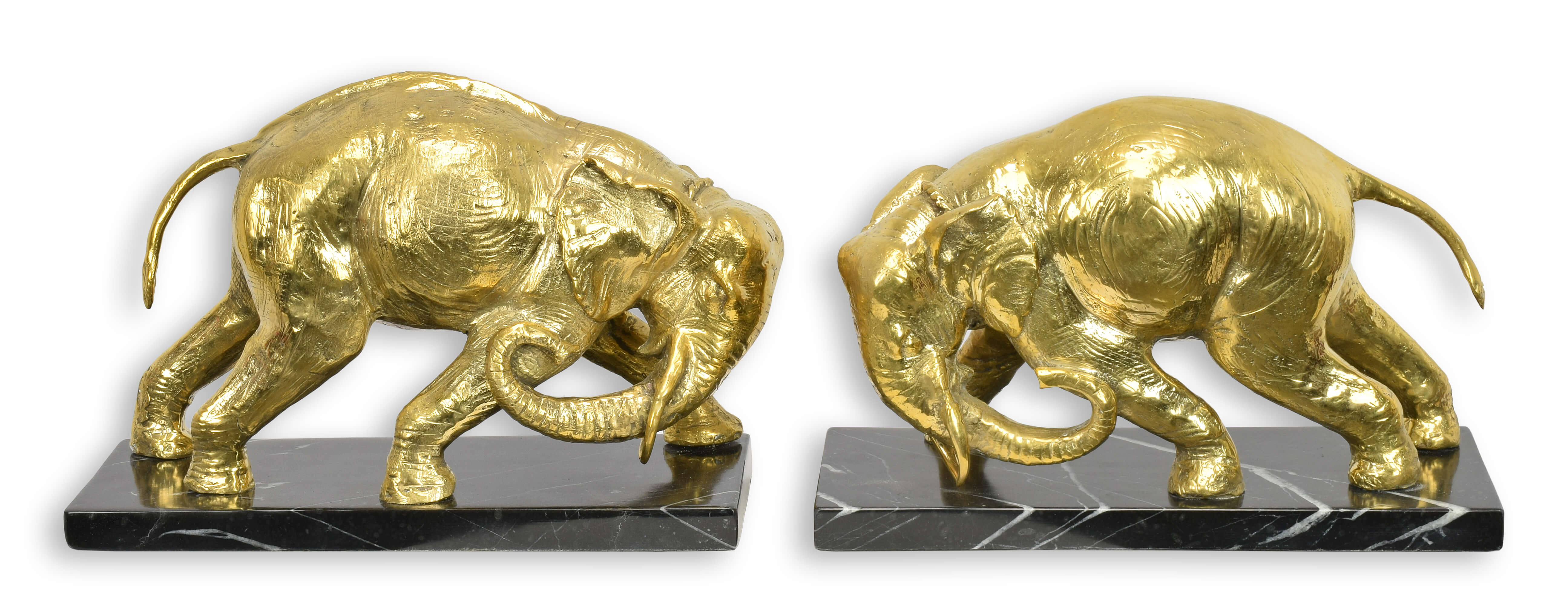 Un par de sujetalibros de bronce con forma de elefante. réplica diseño retro decoración