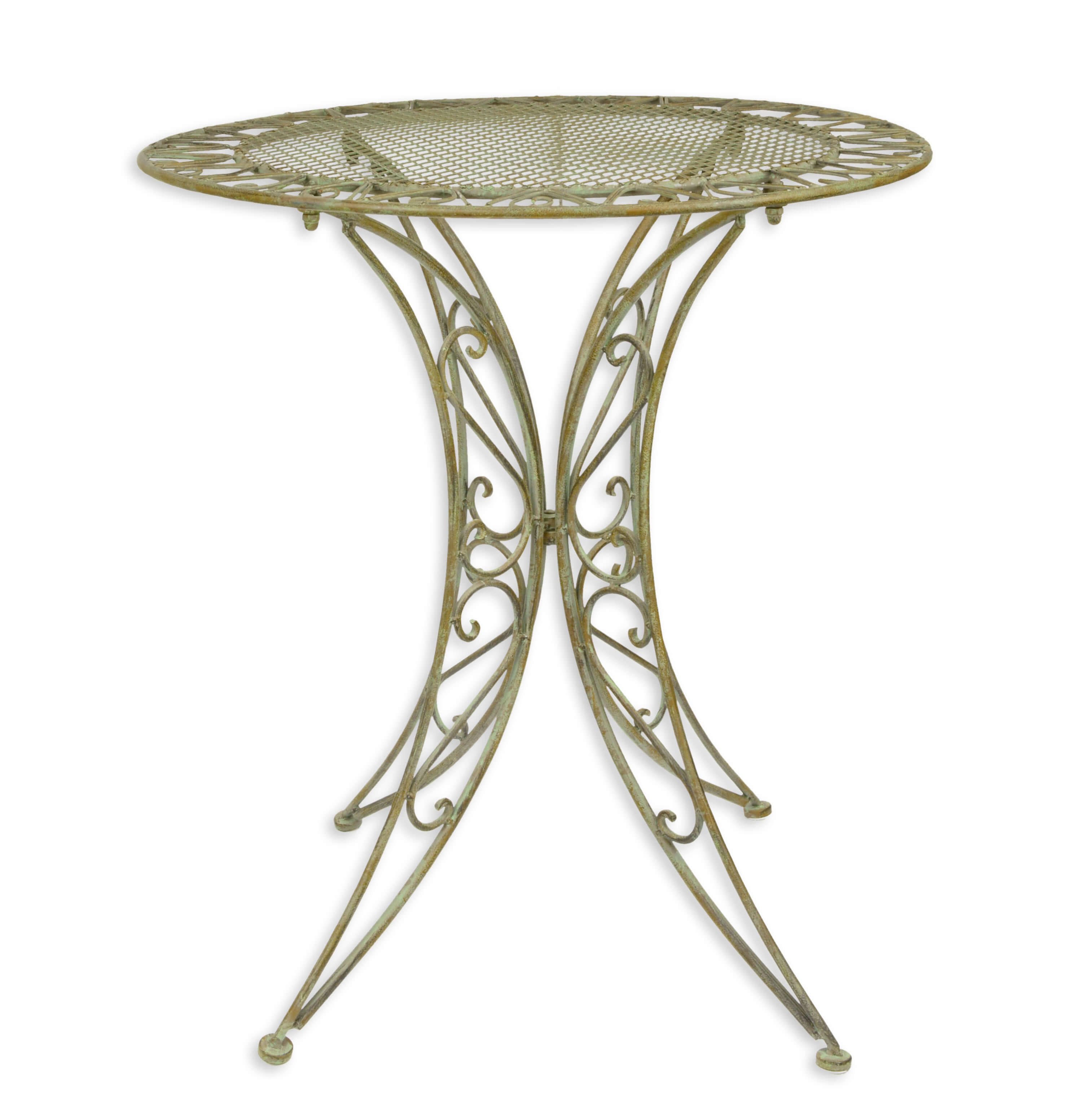 Una mesa redonda de hierro - verde desgastado réplica diseño retro decoración