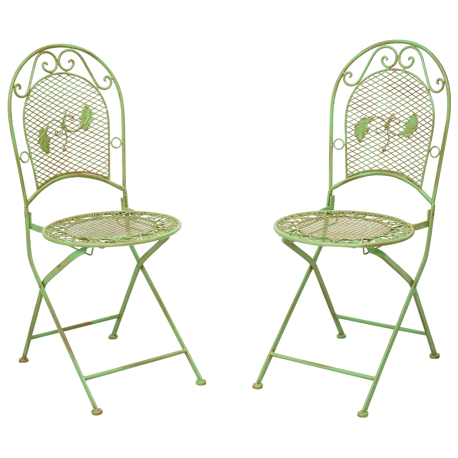 2x Nostalgia silla de jardín set silla plegable hierro 9kg estilo antiguo verde