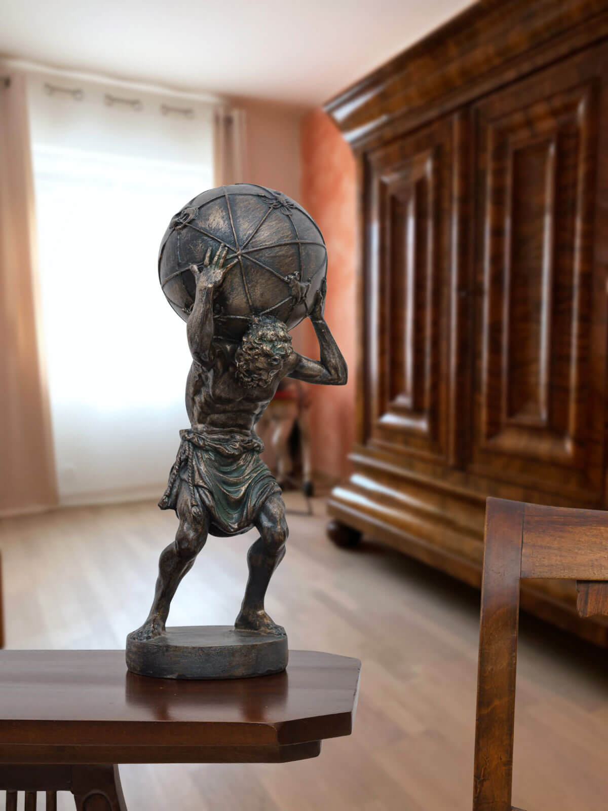 Atlas Träger der Weltkugel Titan Skulptur Figur Statue Antik-Stil 42cm