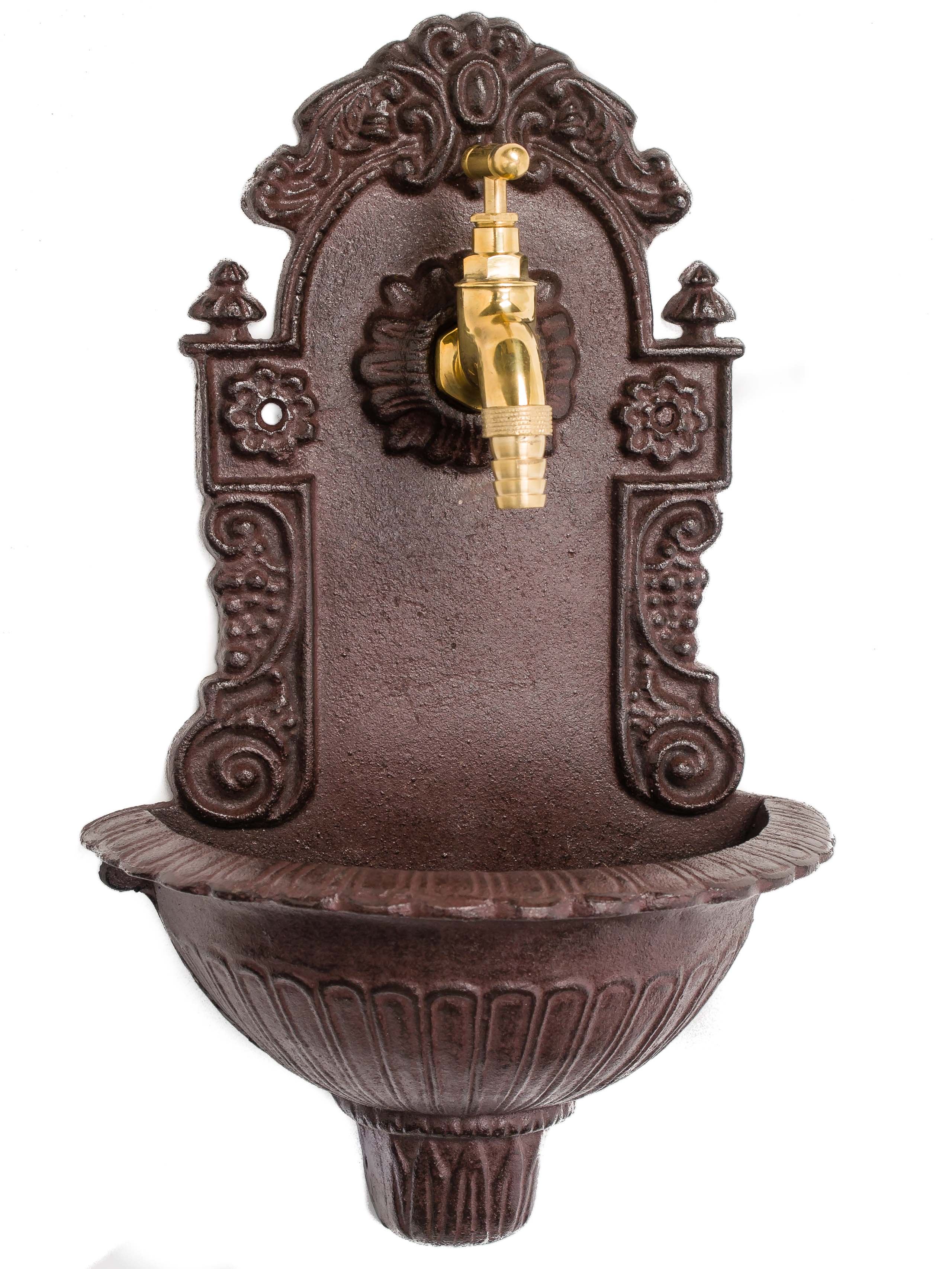 MINI WASCHBECKEN 40CM WANDBRUNNEN WEIN GUSSEISEN ANTIK STIL BRUNNEN BRAUN
