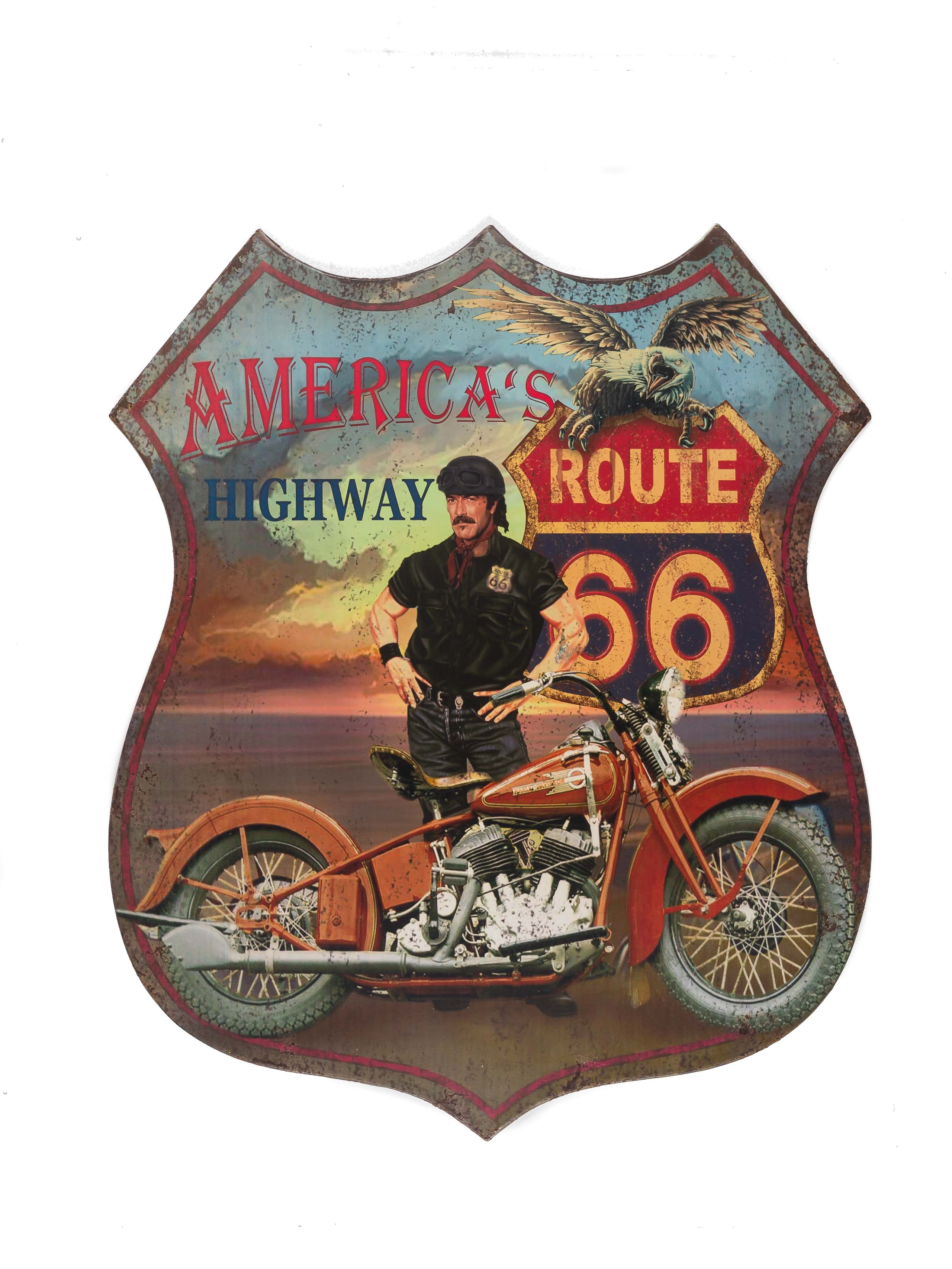 Blechschild Wandschild Route 66 Wanddeko Highway Amerika USA 80cm Nostalgie