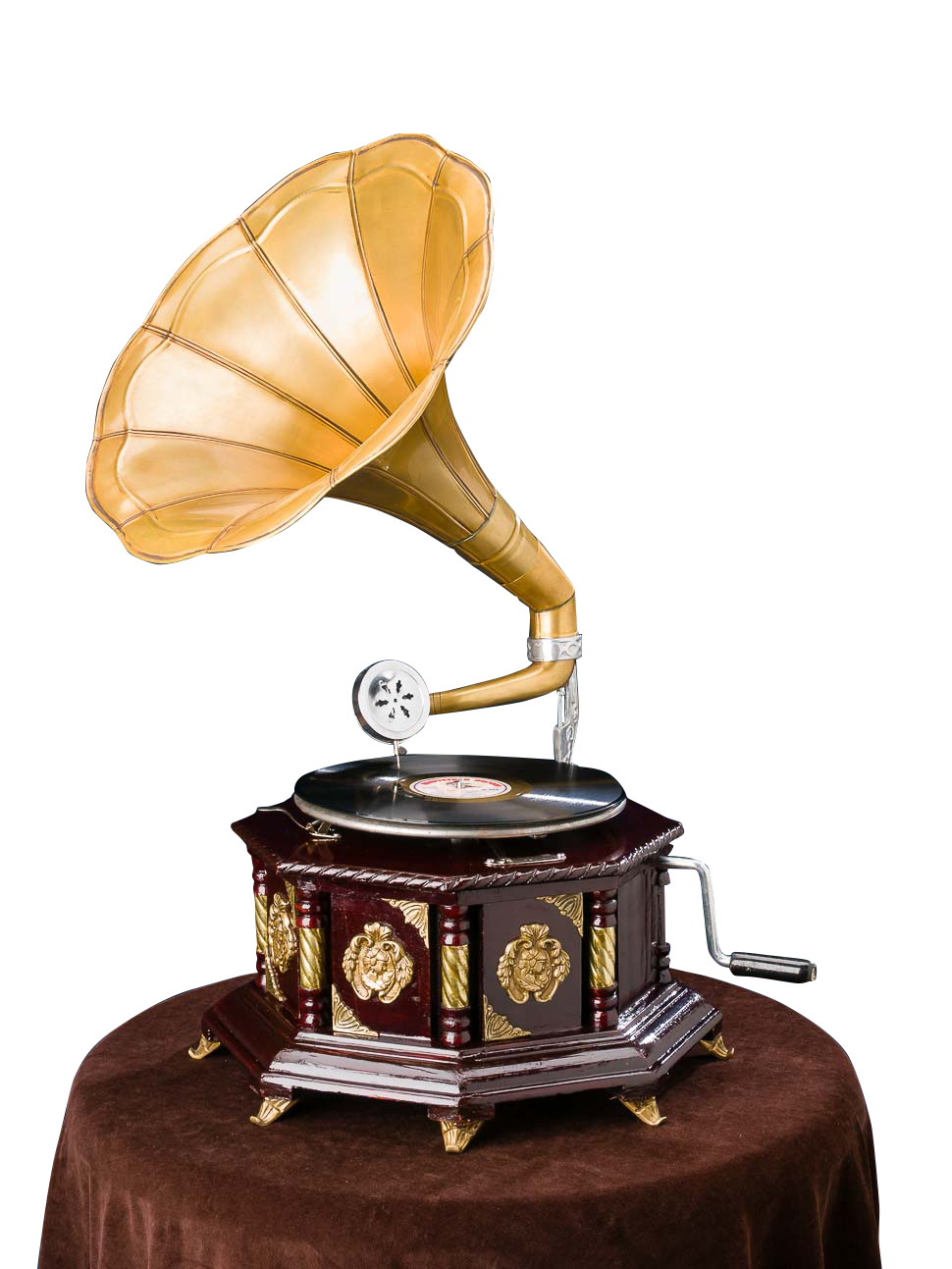 Grammophon 70cm Trichtergrammophon Schellackplatte Grammofon antik Stil verziert