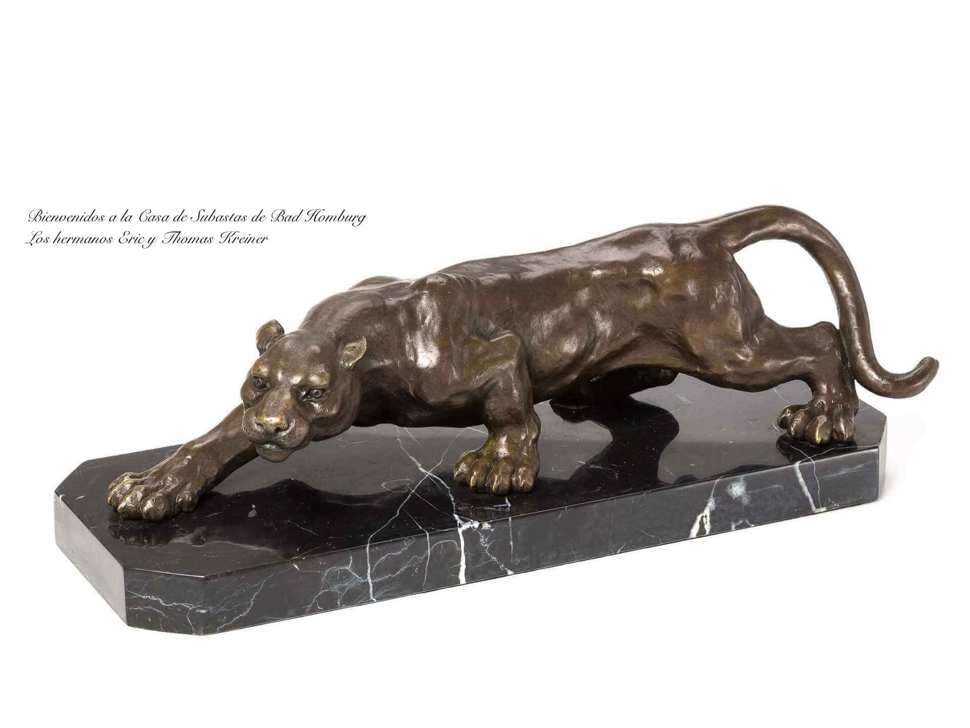 Bronze Skulptur, Tiger Statue, Brunnen-Stil, Marmor Platte, Tierfigur