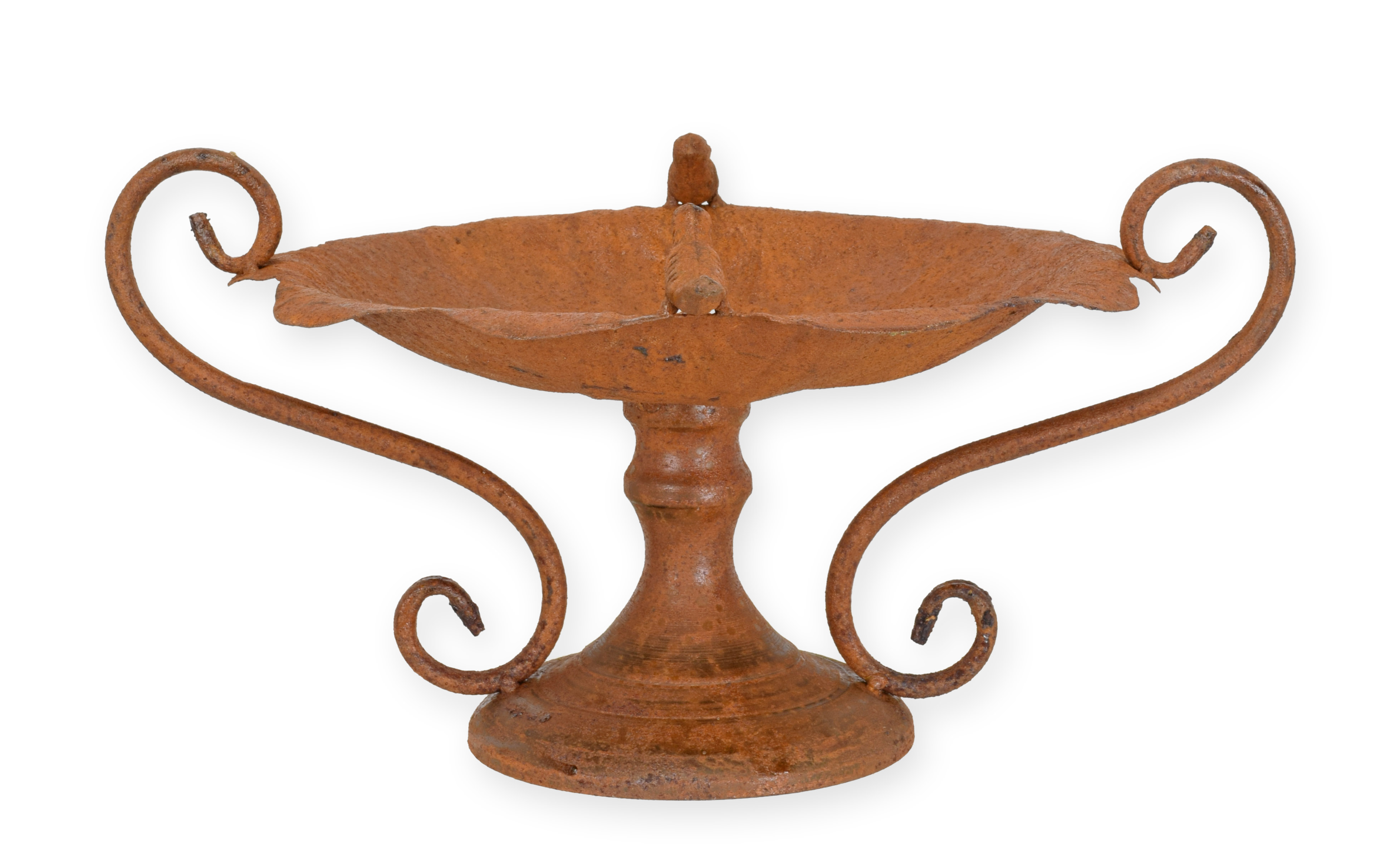 Un bebedero de hierro para pájaros con soporte réplica diseño retro decoración