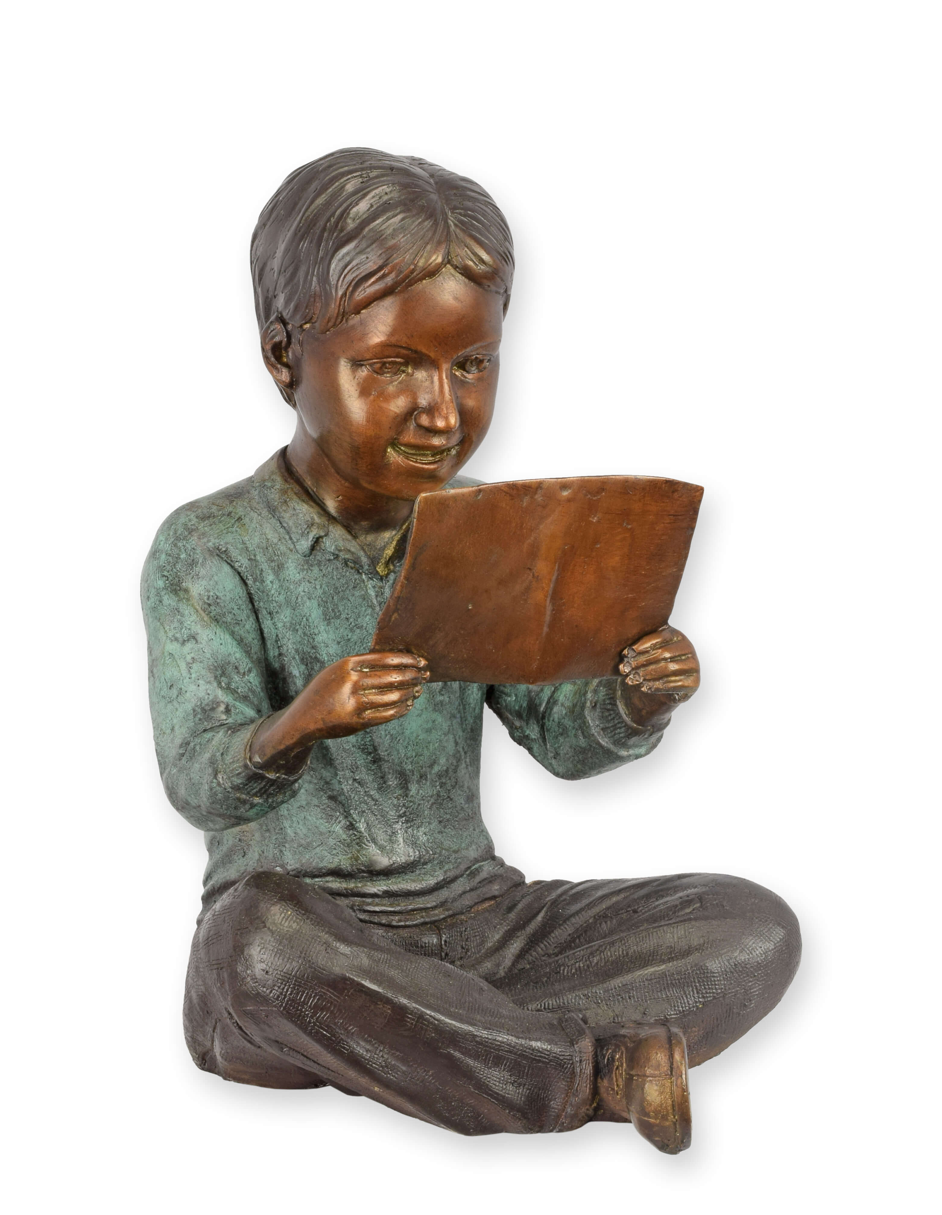 Figur, Kind, Lesen, braun, grün