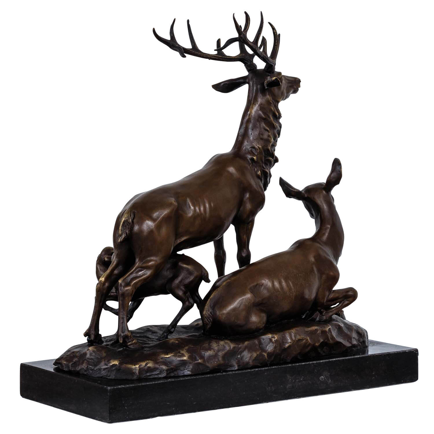 Bronzeskulptur Hirsch Familie im Antik-Stil Bronze Figur Statue 42cm