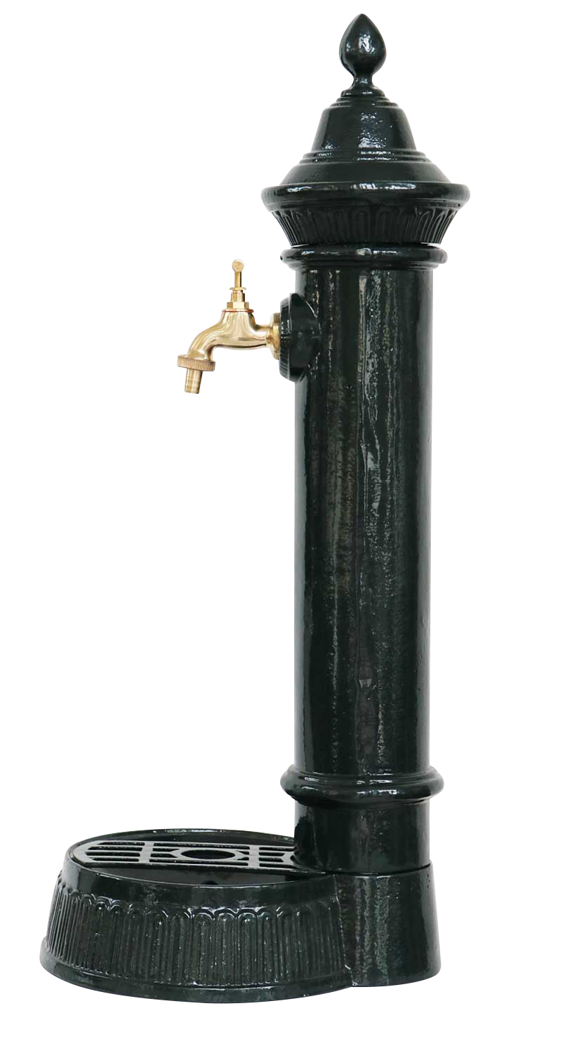 Standbrunnen 73cm Alu grün Brunnen Waschbecken Zapfsäule Antik-Stil