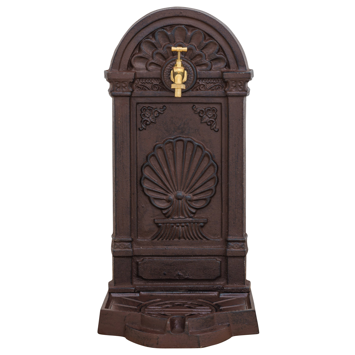 Standbrunnen Brunnen Waschbecken Eisen Wandbrunnen Antik-Stil 69cm braun