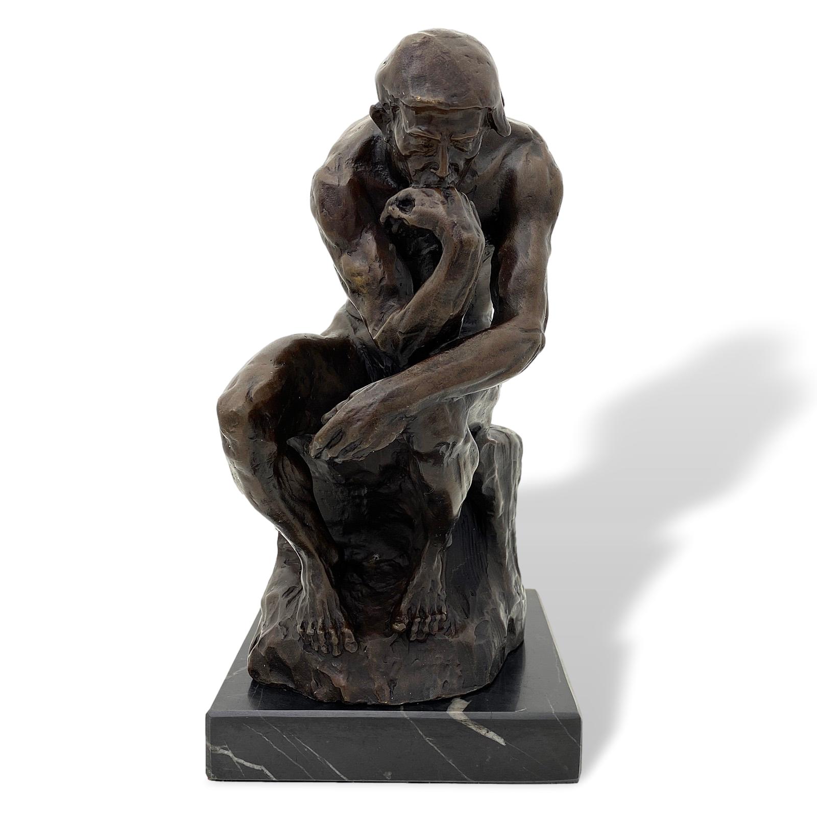 Bronzeskulptur Replika der Denker Mann nach Rodin Bronze Figur Skulptur 31cm