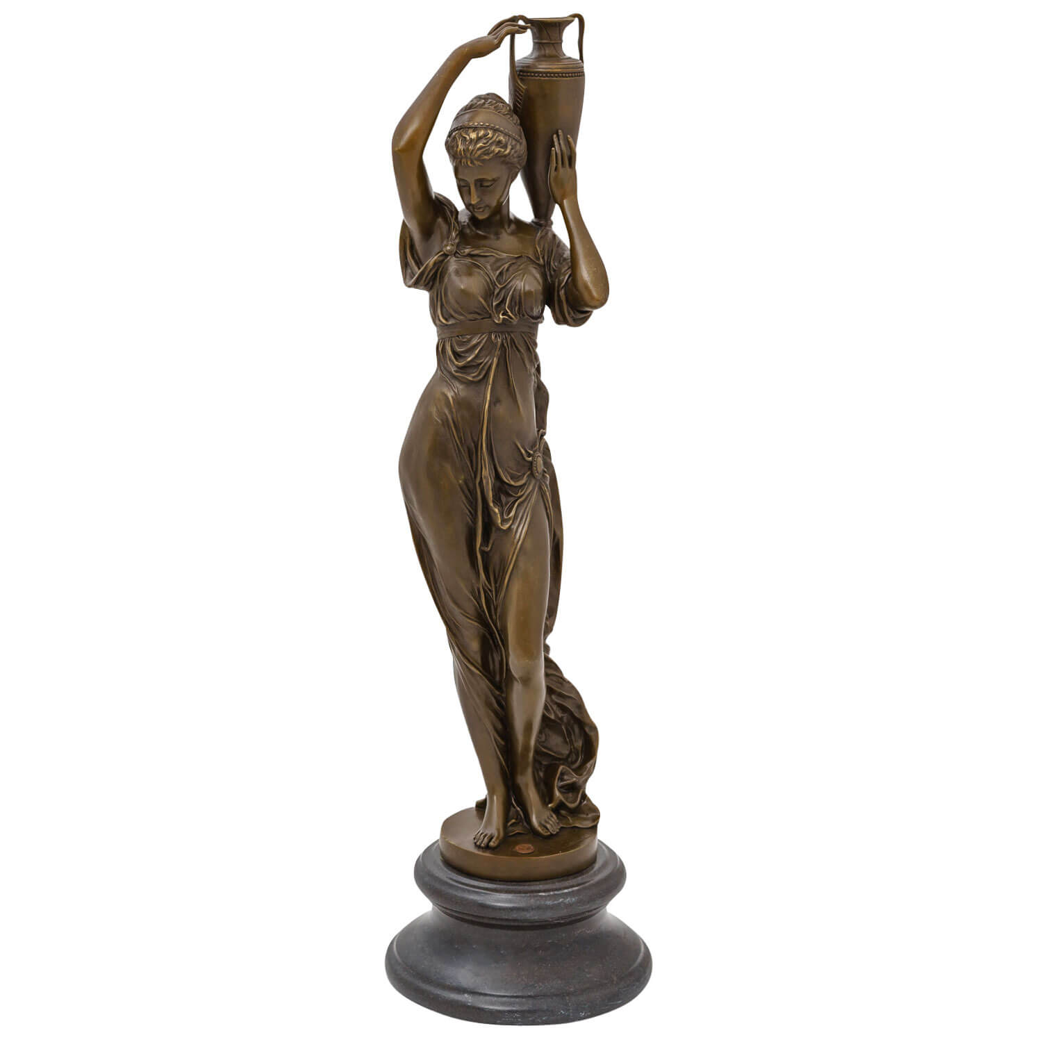 Bronzeskulptur Göttin Hebe Urne Amphore im Antik-Stil Bronze Figur Statue 75cm