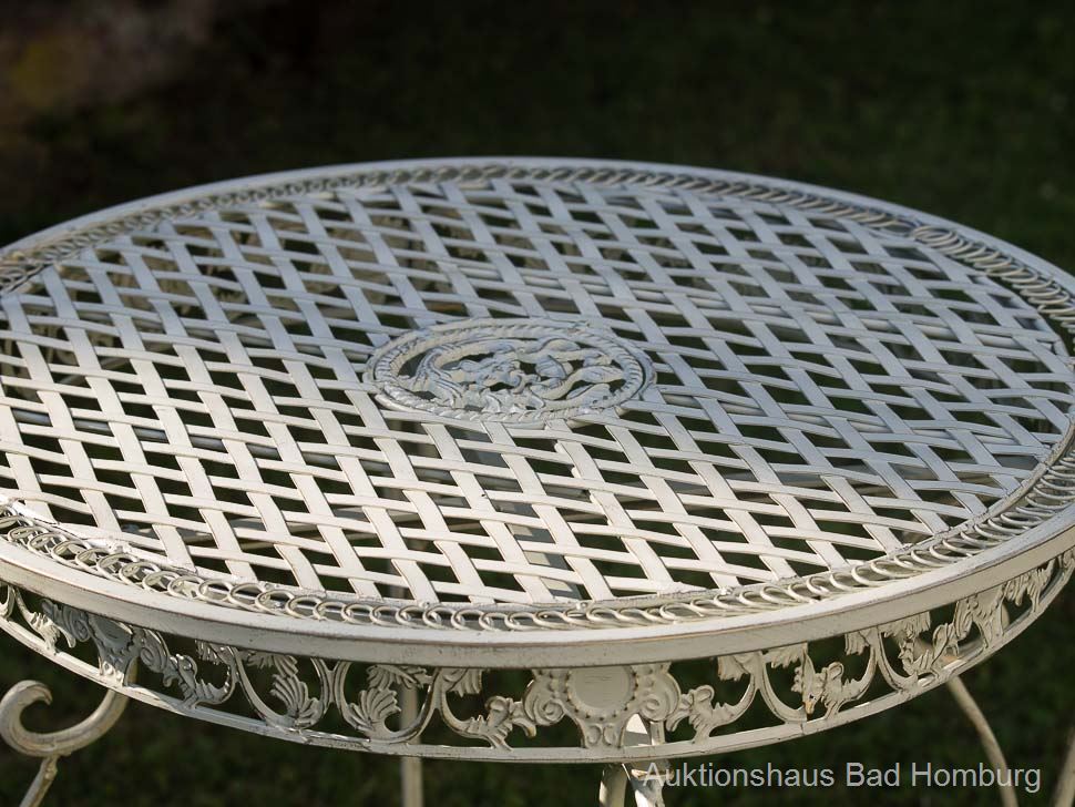 Gartentisch Tisch 73cm Garten Eisen Antik-Stil Gartenmöbel creme weiss iron