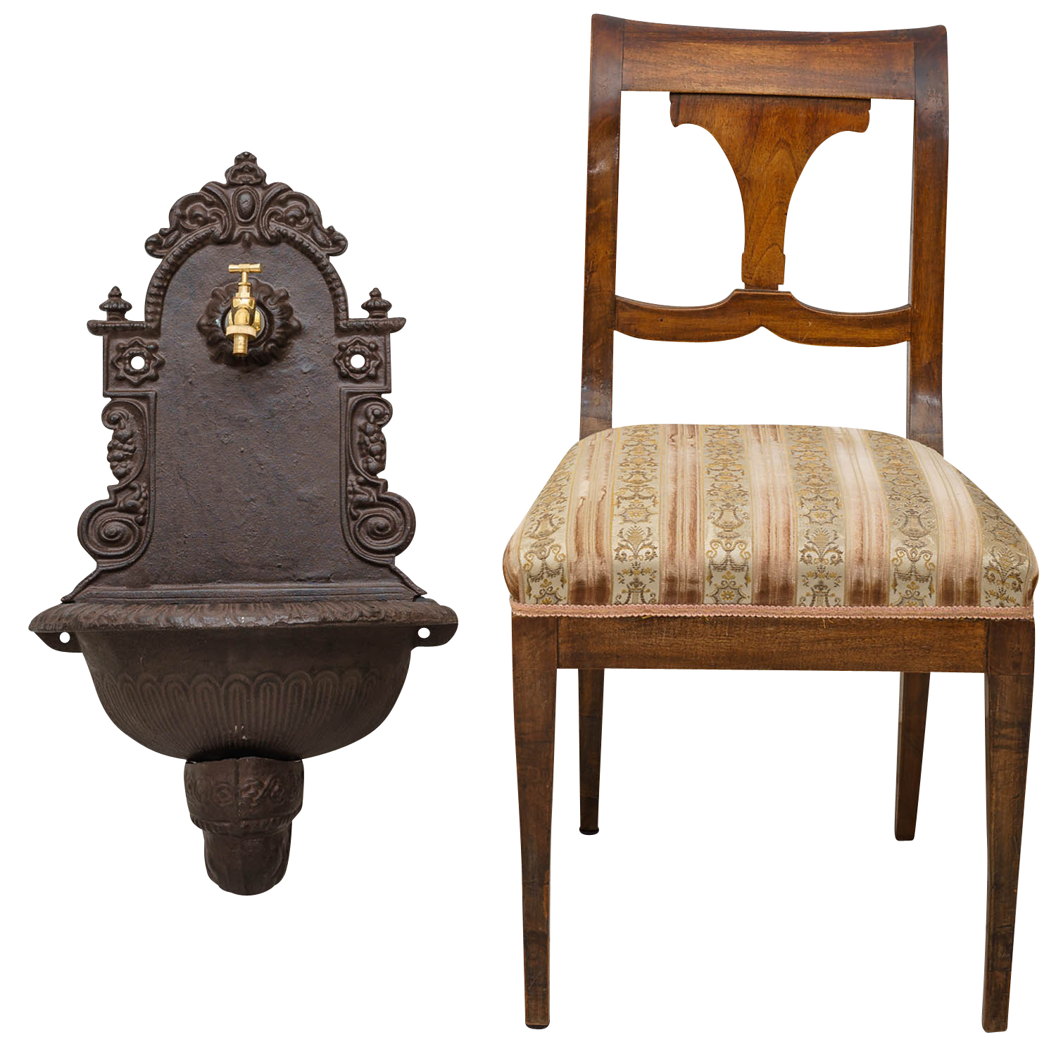 Waschbecken Wandbrunnen Garten Eisen Antik-Stil Brunnen braun 75cm