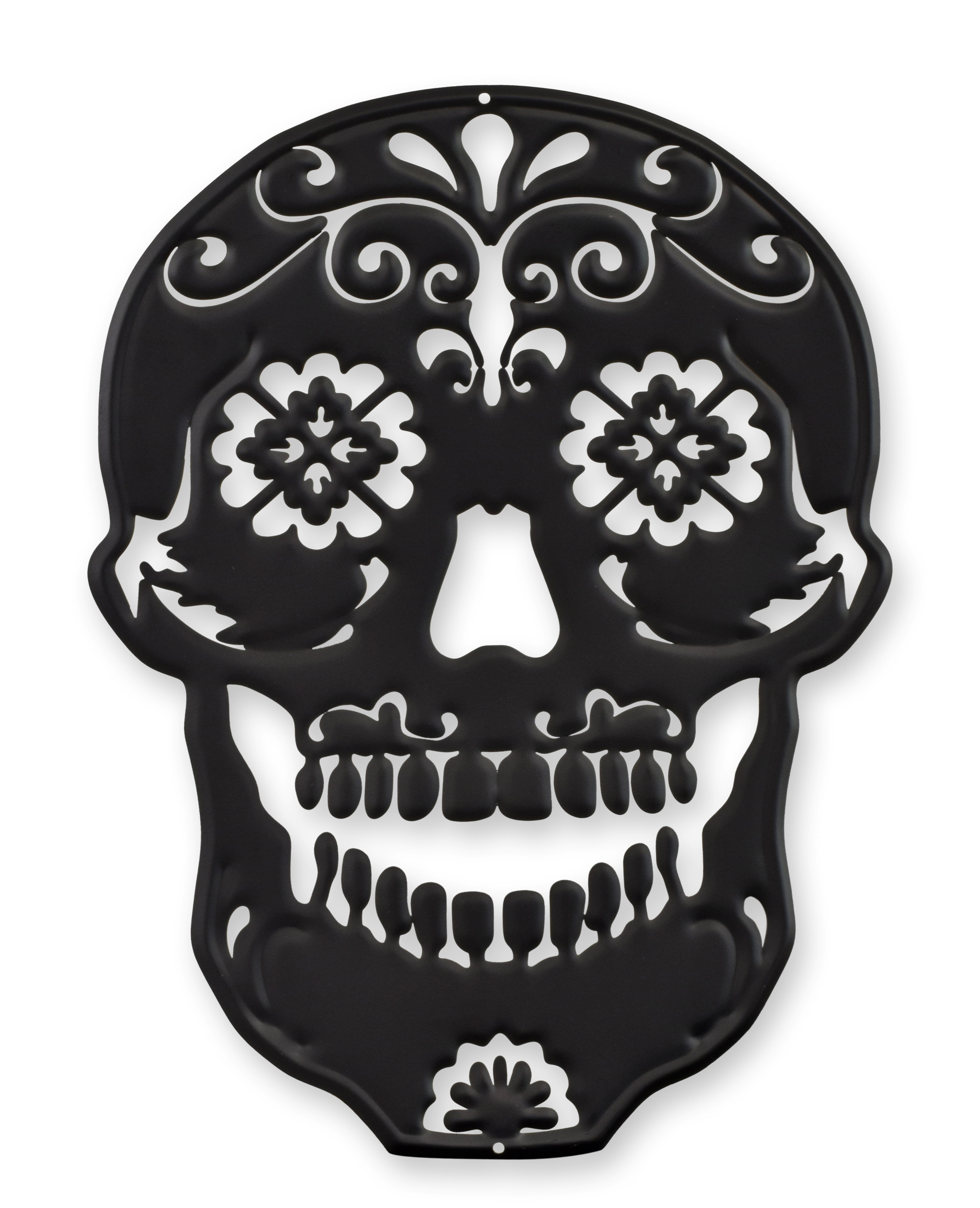 Decoración de pared con contorno de hojalata - calavera del Día de los Muertos réplica diseño retro decoración