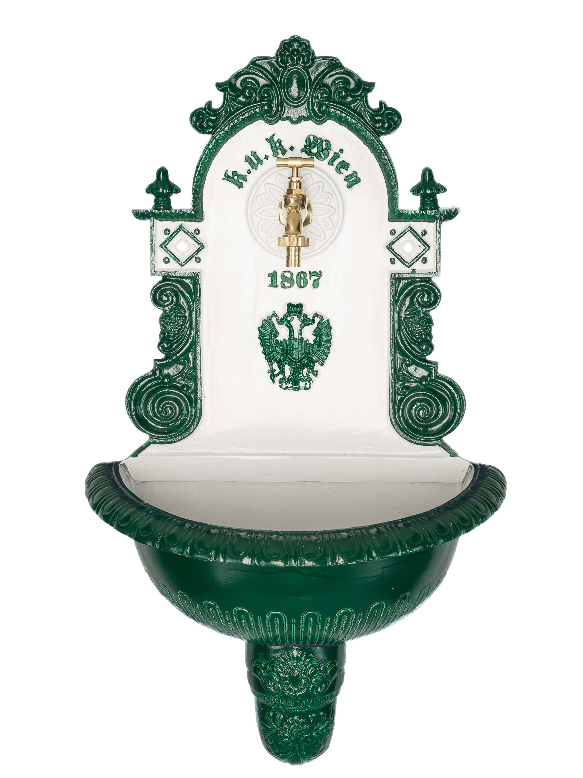 Waschbecken Brunnen Wandbrunnen 72cm Alu Garten im antik Stil fountain garden