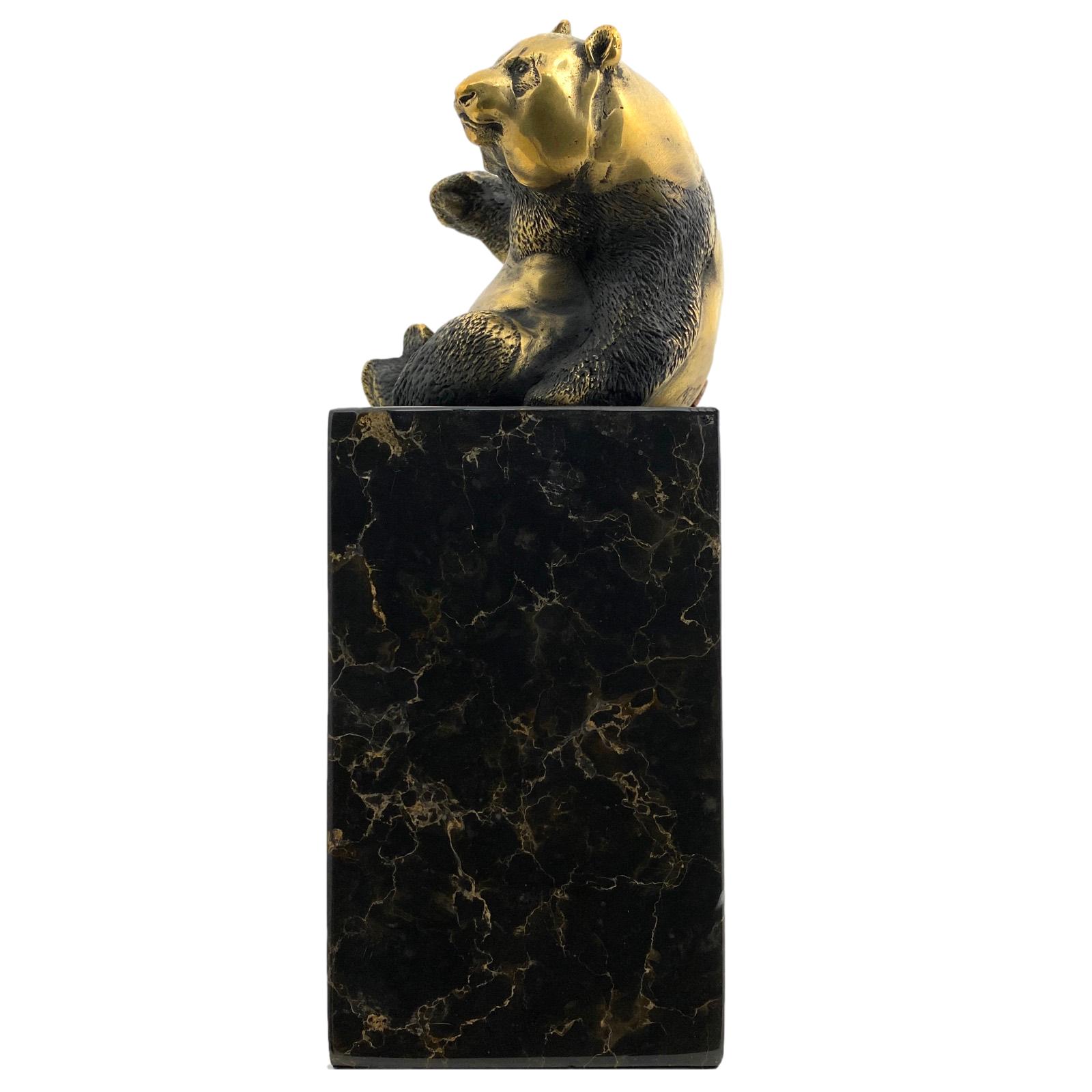 Bronzeskulptur Panda im Antik-Stil Bronze Figur 22cm Pandabär Bär