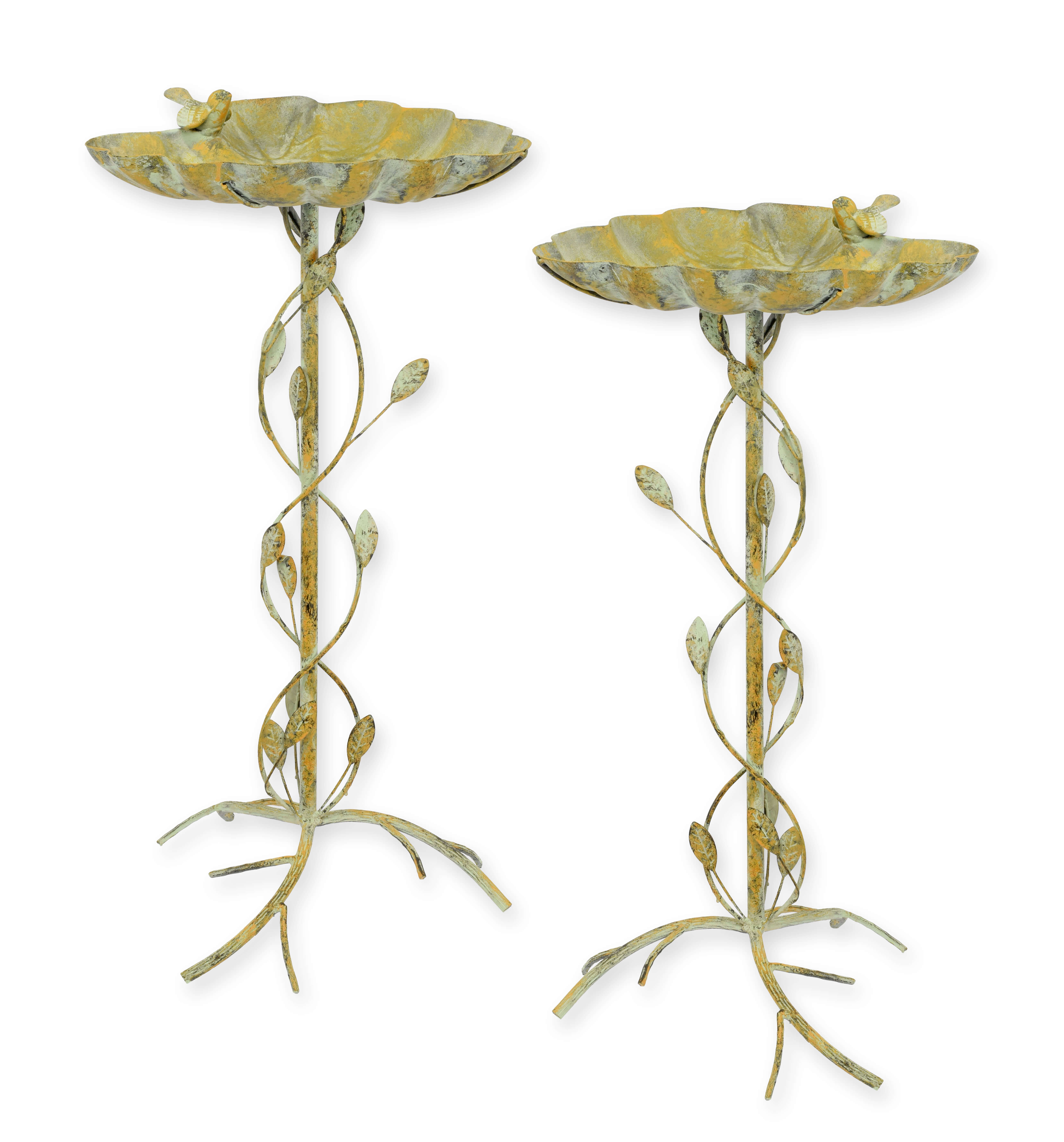 Garten, Metallpflanzenständer, Gedrehter Stiel, blattdetails, Patina-Optik