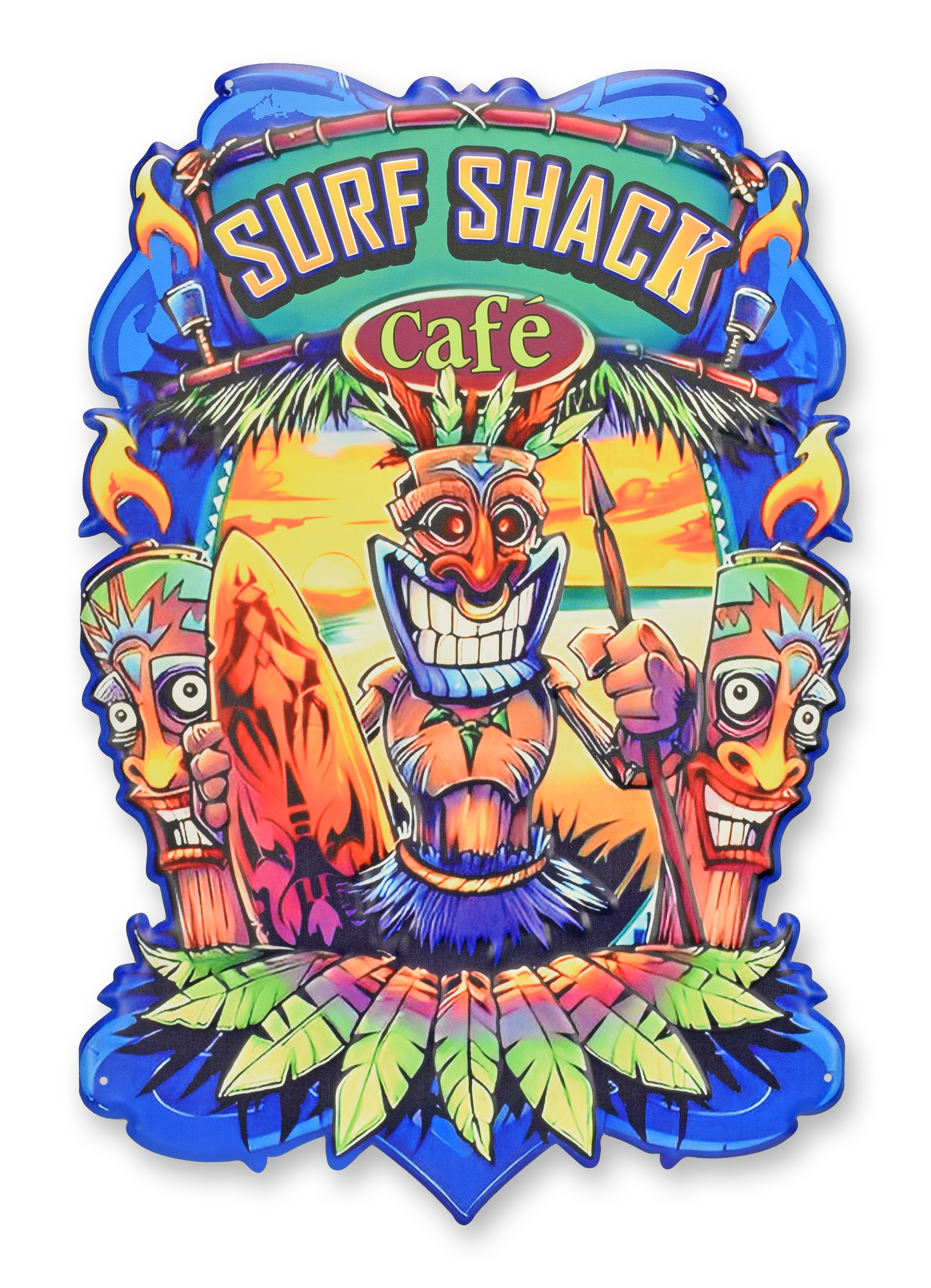 Una placa de hojalata en relieve - cabaña de surf réplica diseño retro decoración