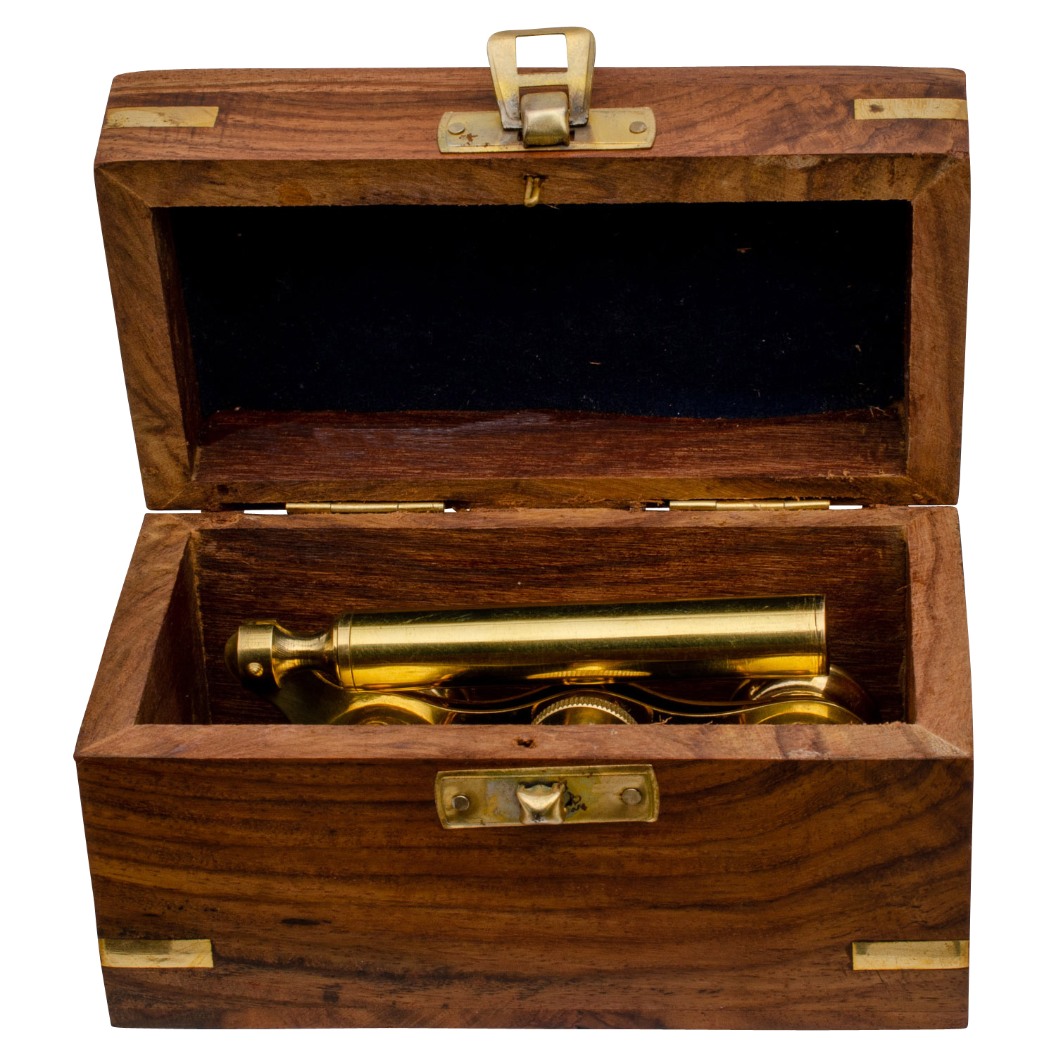 Opernglas mit Holzbox Fernglas Theaterglas Messing Antik-Stil 11cm