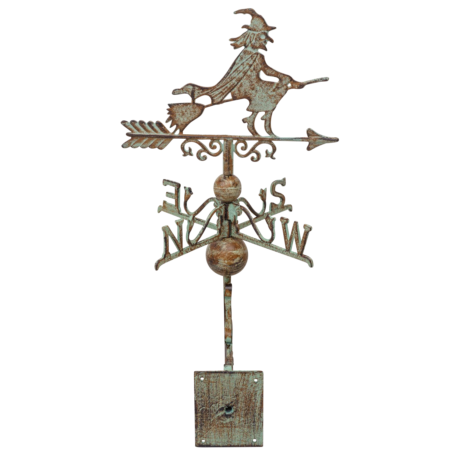 Nostalgie Wand Wetterhahn Hexe Garten Dekoration Windrad Eisen Wetterfahne grün
