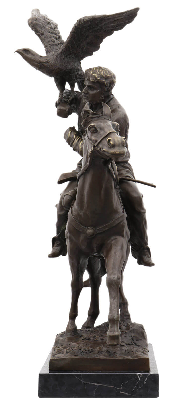 Bronzeskulptur Zar Falkner Falke Adler im Antik-Stil Bronze Figur Statue 64cm