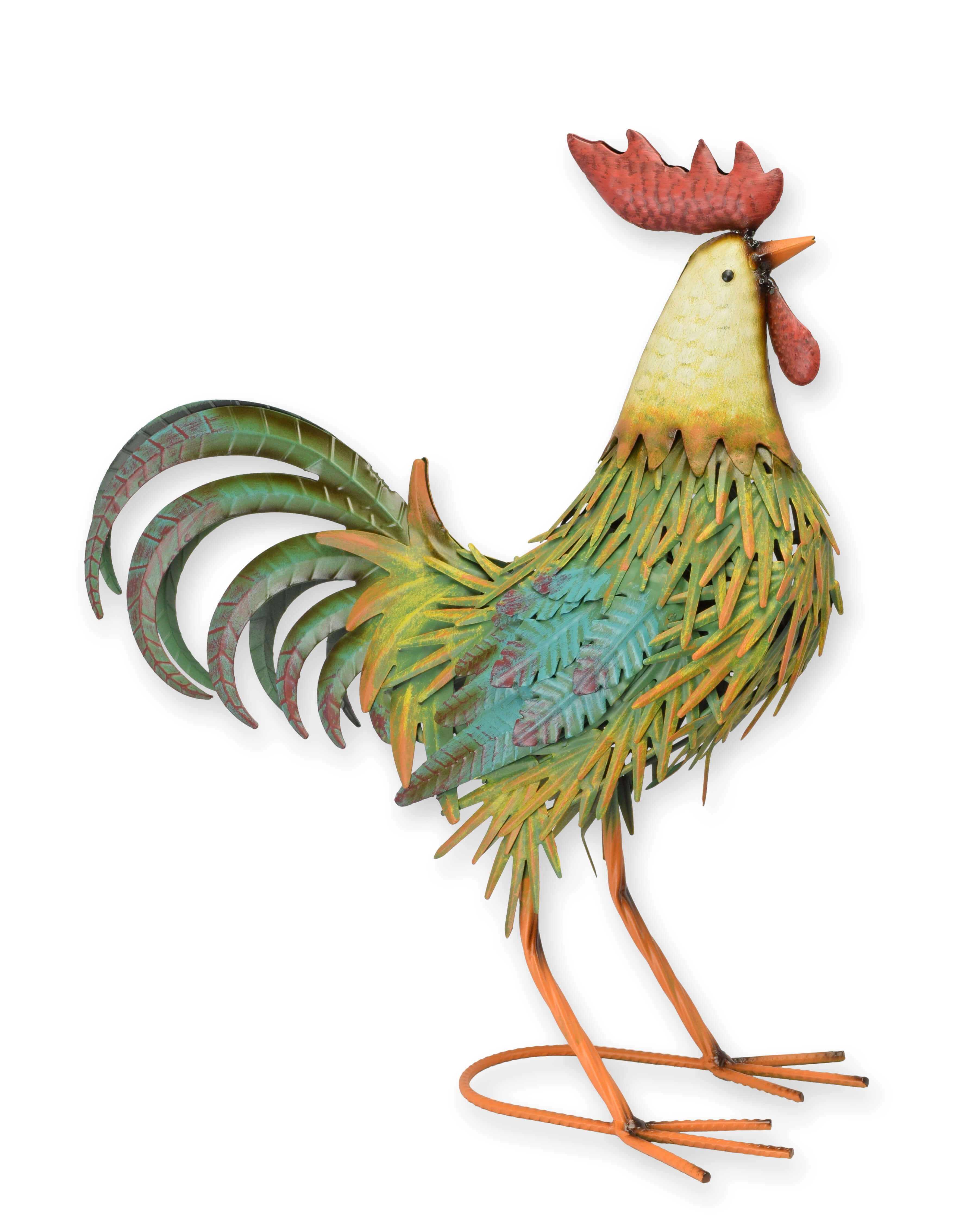 Hahn, Metalls sculpture, bunt, Vogelfigur, Dekorationsornament