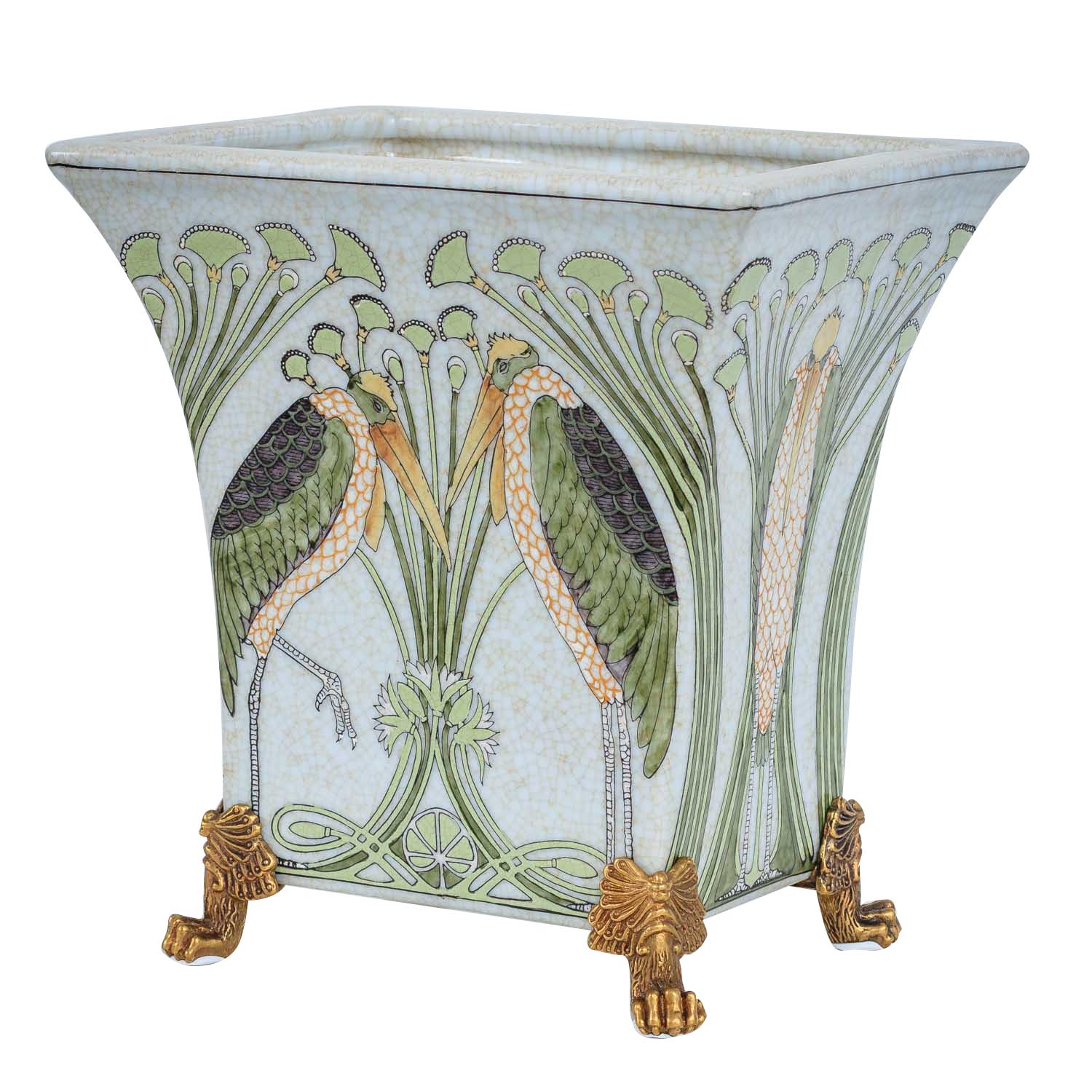 Schale Pflanzschale Vogel Porzellan Messing Antik-Stil 22cm