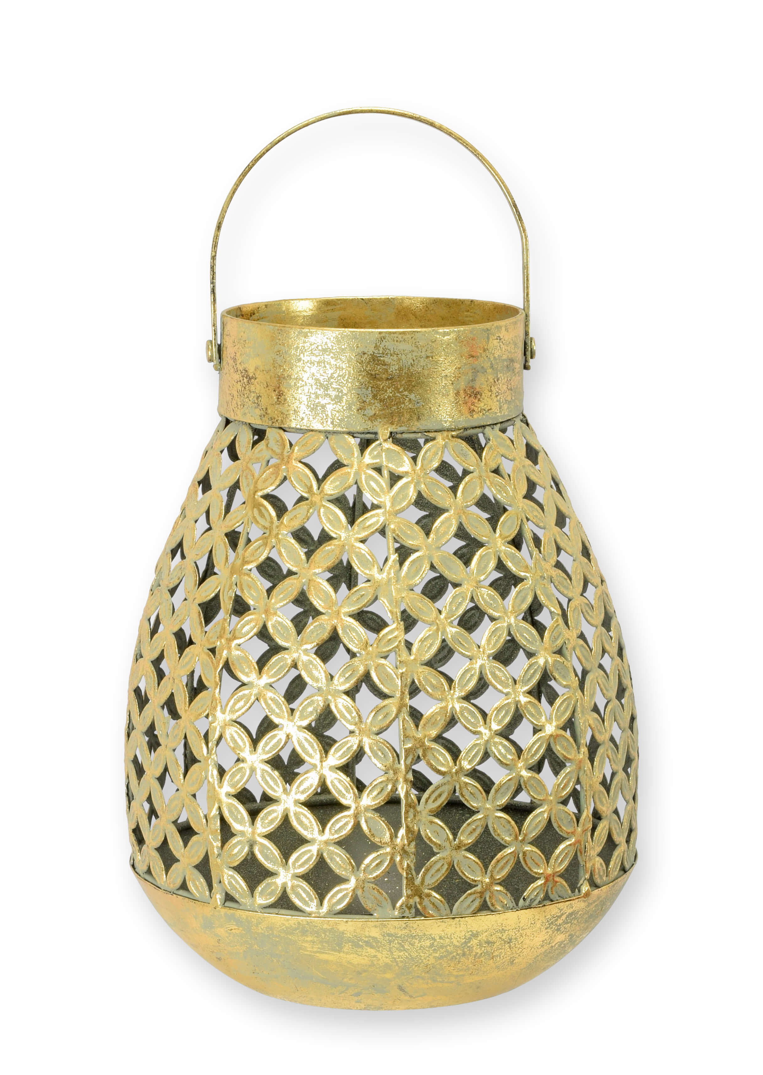 Laterne, Gold, Metall, Gitter-Design, Tragegriff