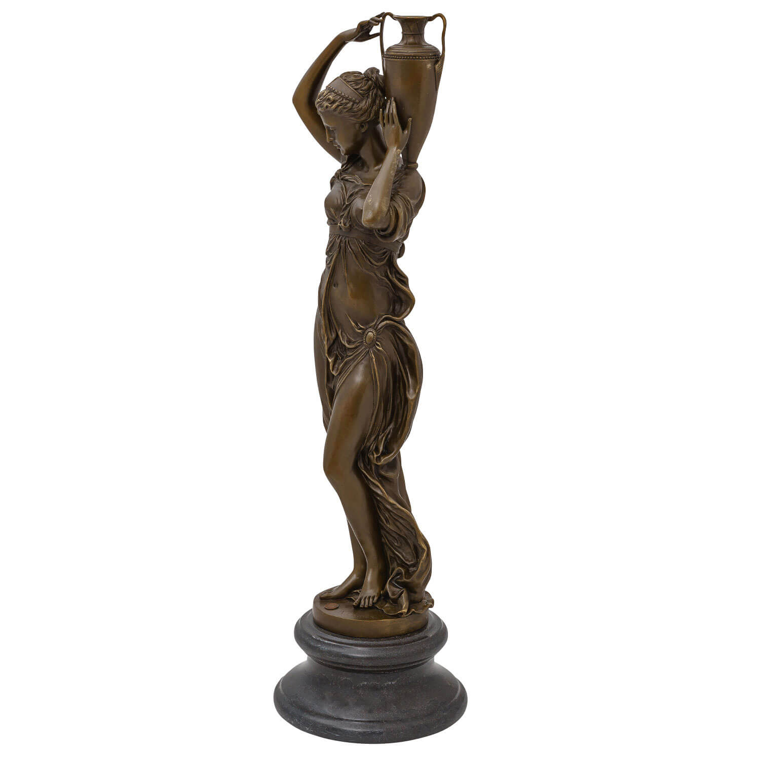 Bronzeskulptur Göttin Hebe Urne Amphore im Antik-Stil Bronze Figur Statue 75cm